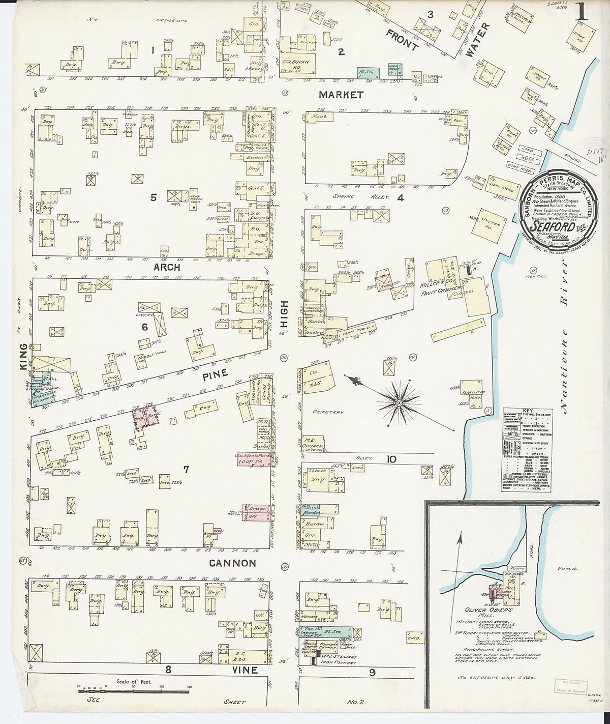 Seaford, Sussex County, Delaware 1891 (Sheet 1 of 2) by Relic Map Company
