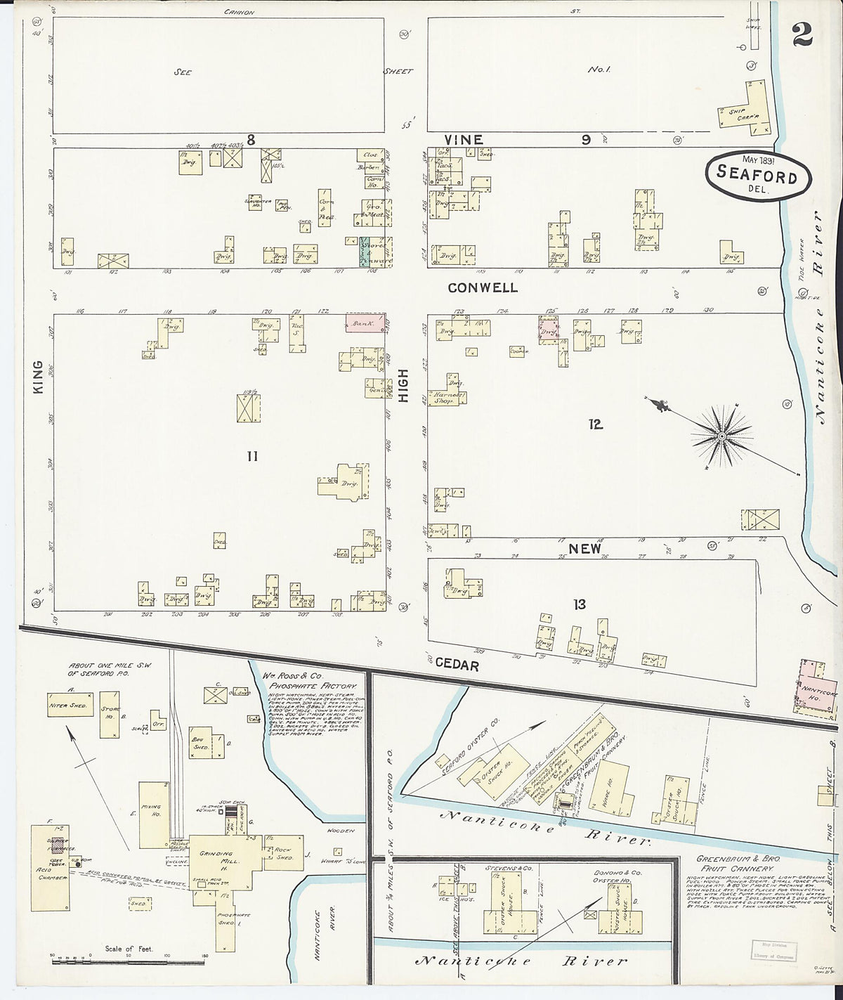 Seaford, Sussex County, Delaware 1891 (Sheet 2 of 2) by Relic Map Company