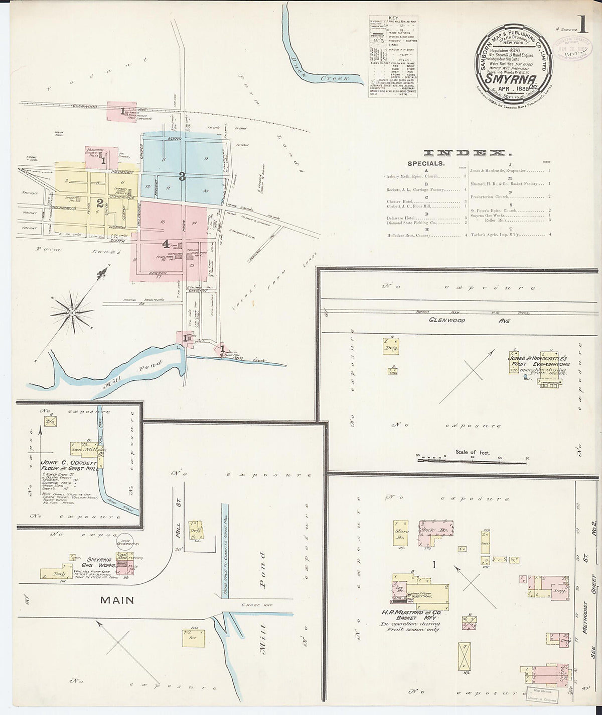 Smyrna, Kent County, Delaware 1885 (Sheet 1 of 4) by Relic Map Company
