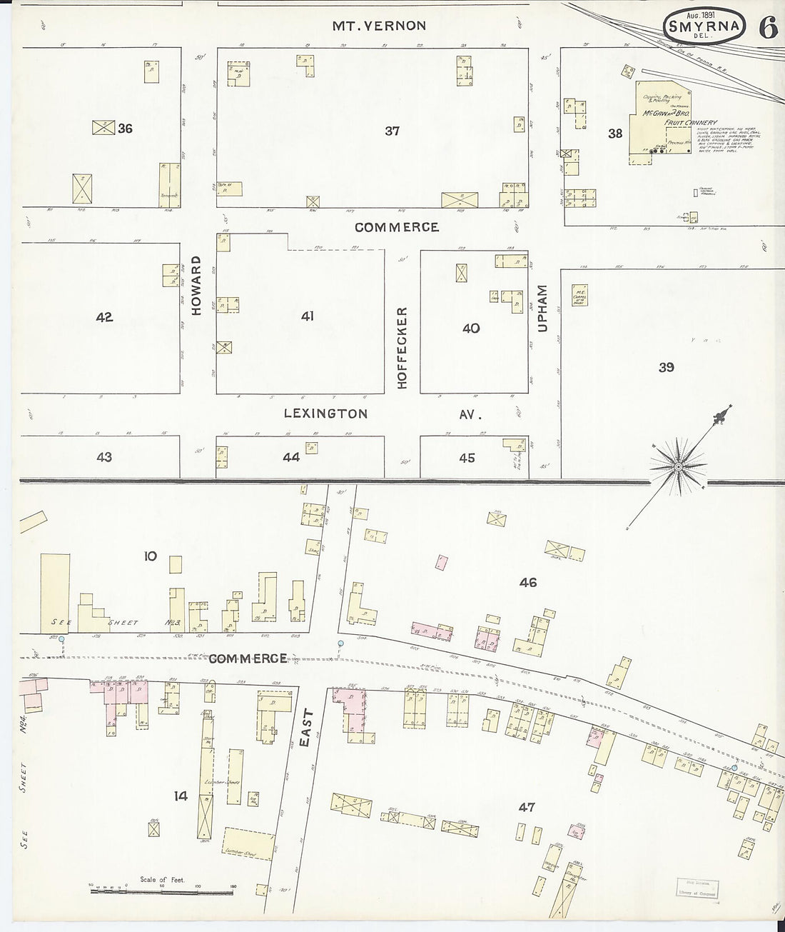 This old map of Smyrna, Kent County, Delaware was created by Sanborn Map Company in 1891