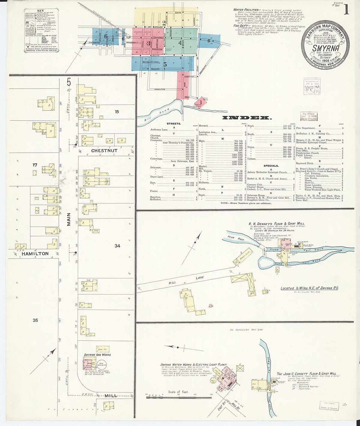 Smyrna, Kent County, Delaware 1908 (Sheet 1 of 6) by Relic Map Company