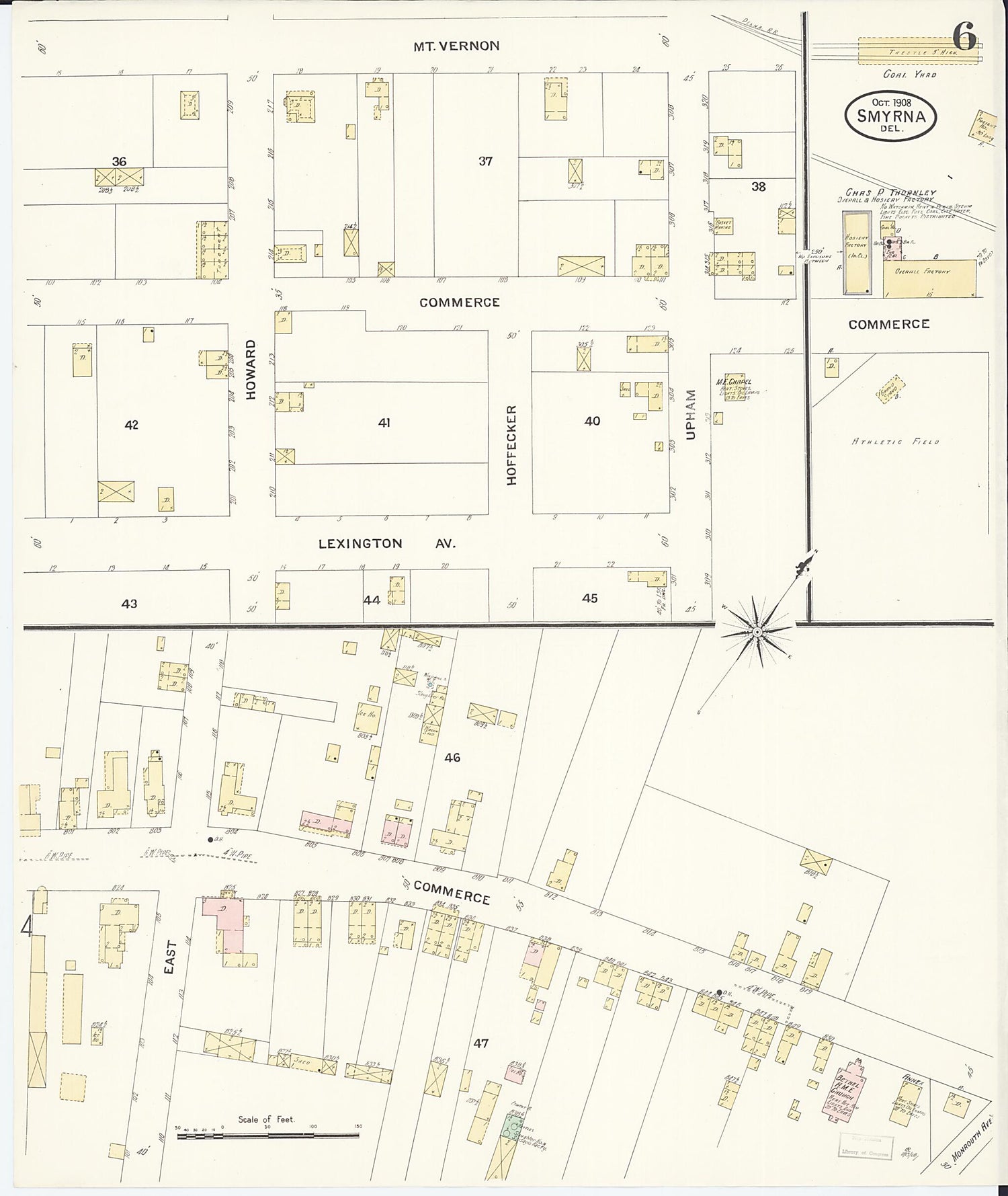 This old map of Smyrna, Kent County, Delaware was created by Sanborn Map Company in 1908