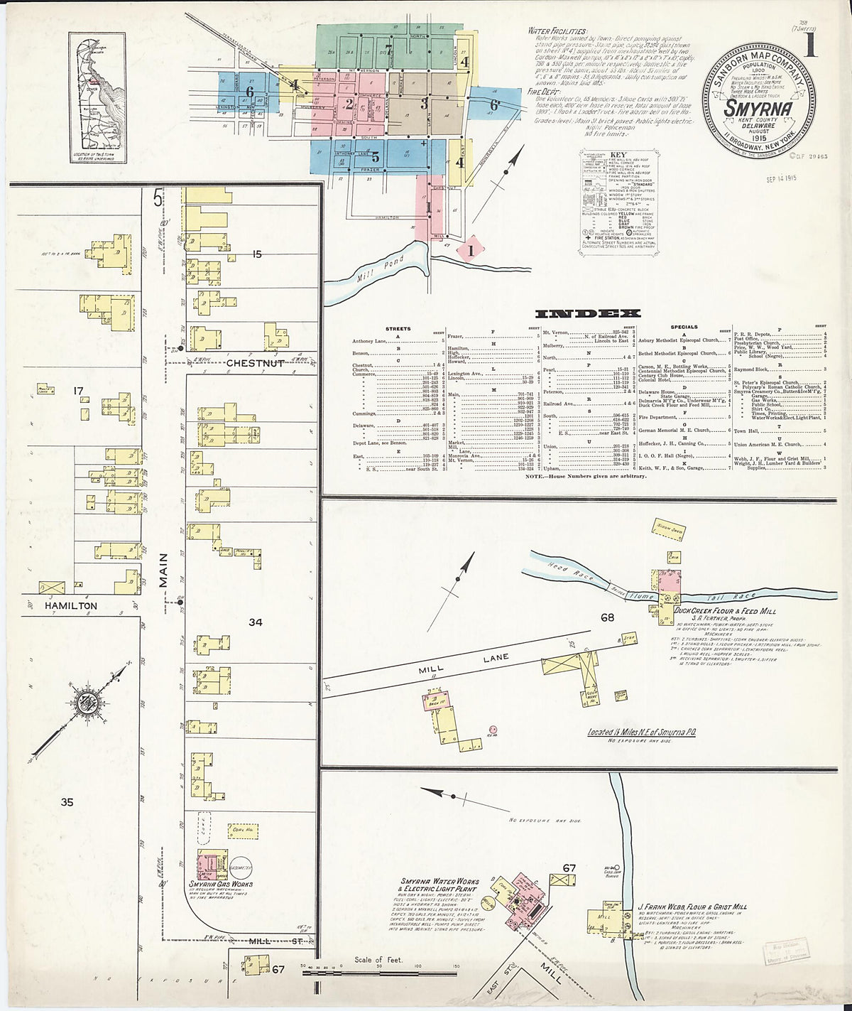 Smyrna, Kent County, Delaware 1915 (Sheet 1 of 7) by Relic Map Company