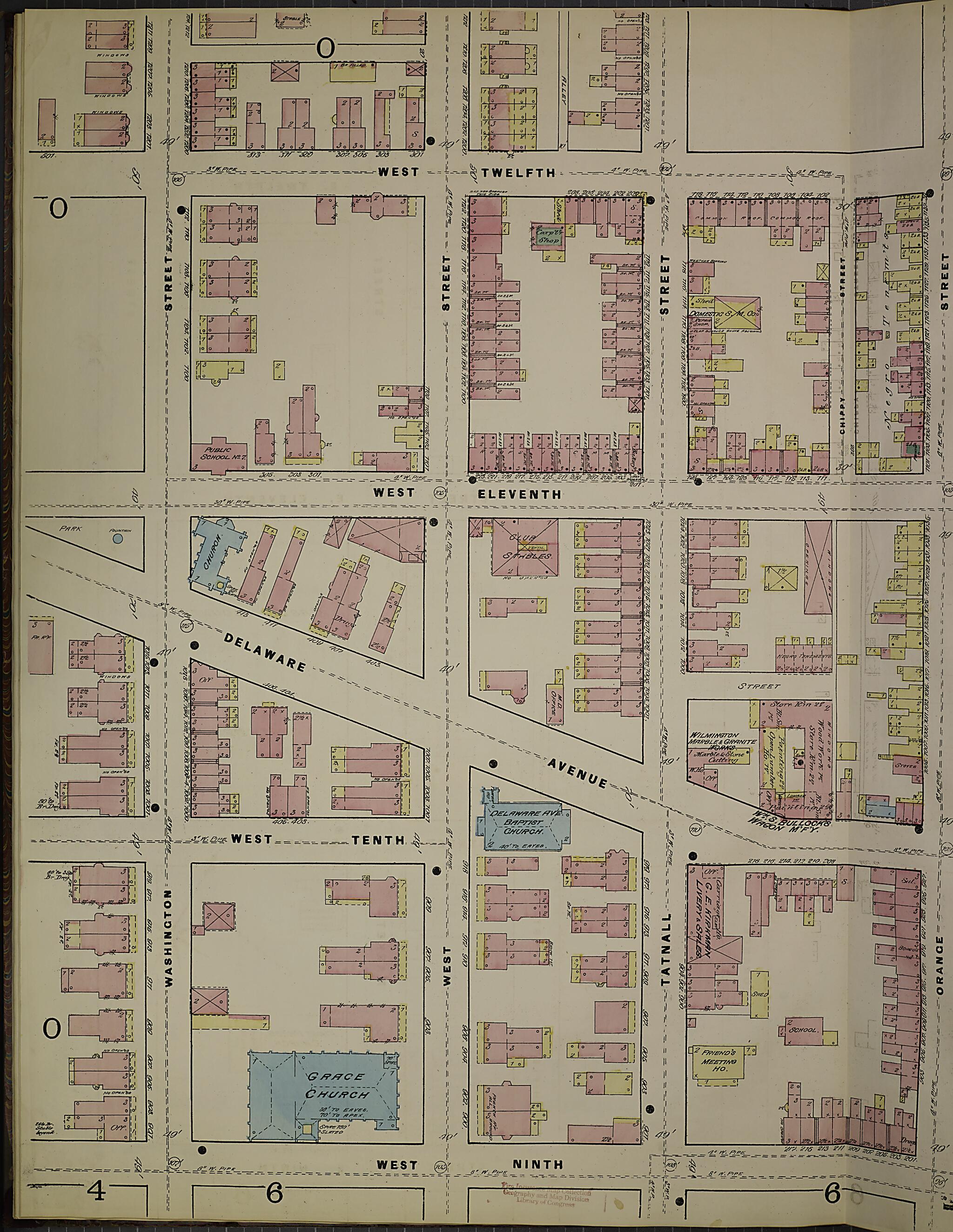 This old map of Wilmington, New Castle County, Delaware was created by Sanborn Map Company in 1884