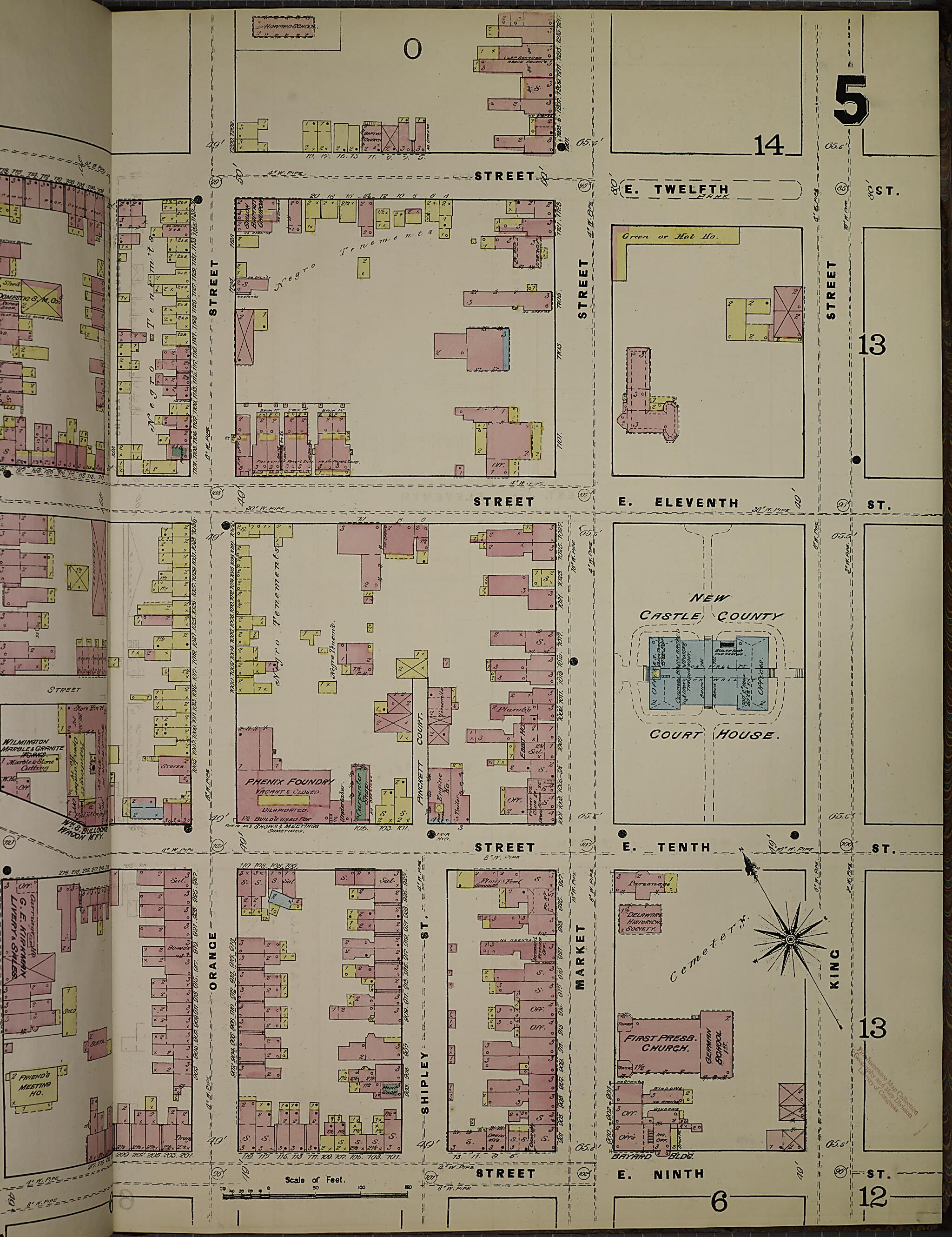 This old map of Wilmington, New Castle County, Delaware was created by Sanborn Map Company in 1884