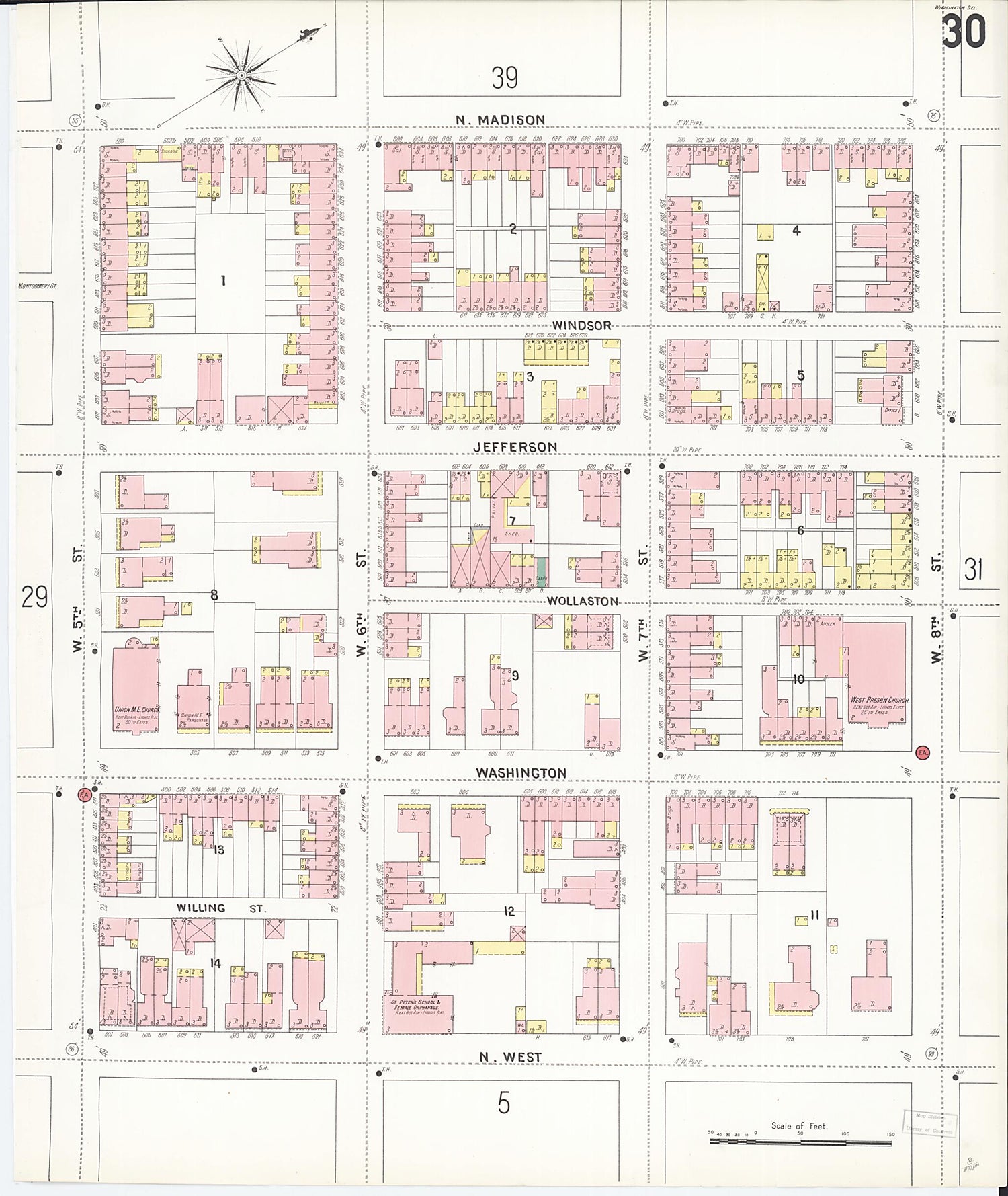 This old map of Wilmington, New Castle County, Delaware was created by Sanborn Map Company in 1901