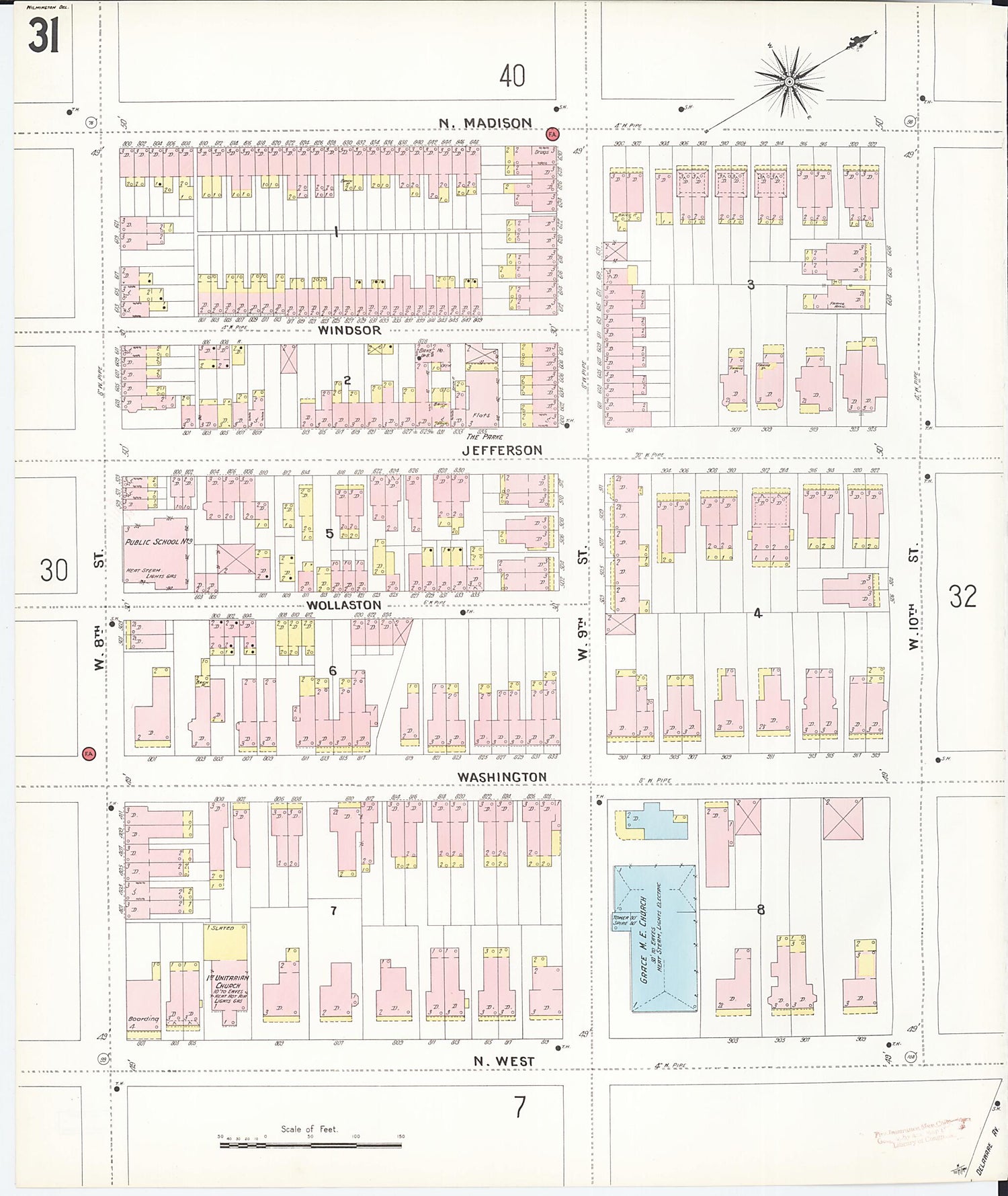 This old map of Wilmington, New Castle County, Delaware was created by Sanborn Map Company in 1901