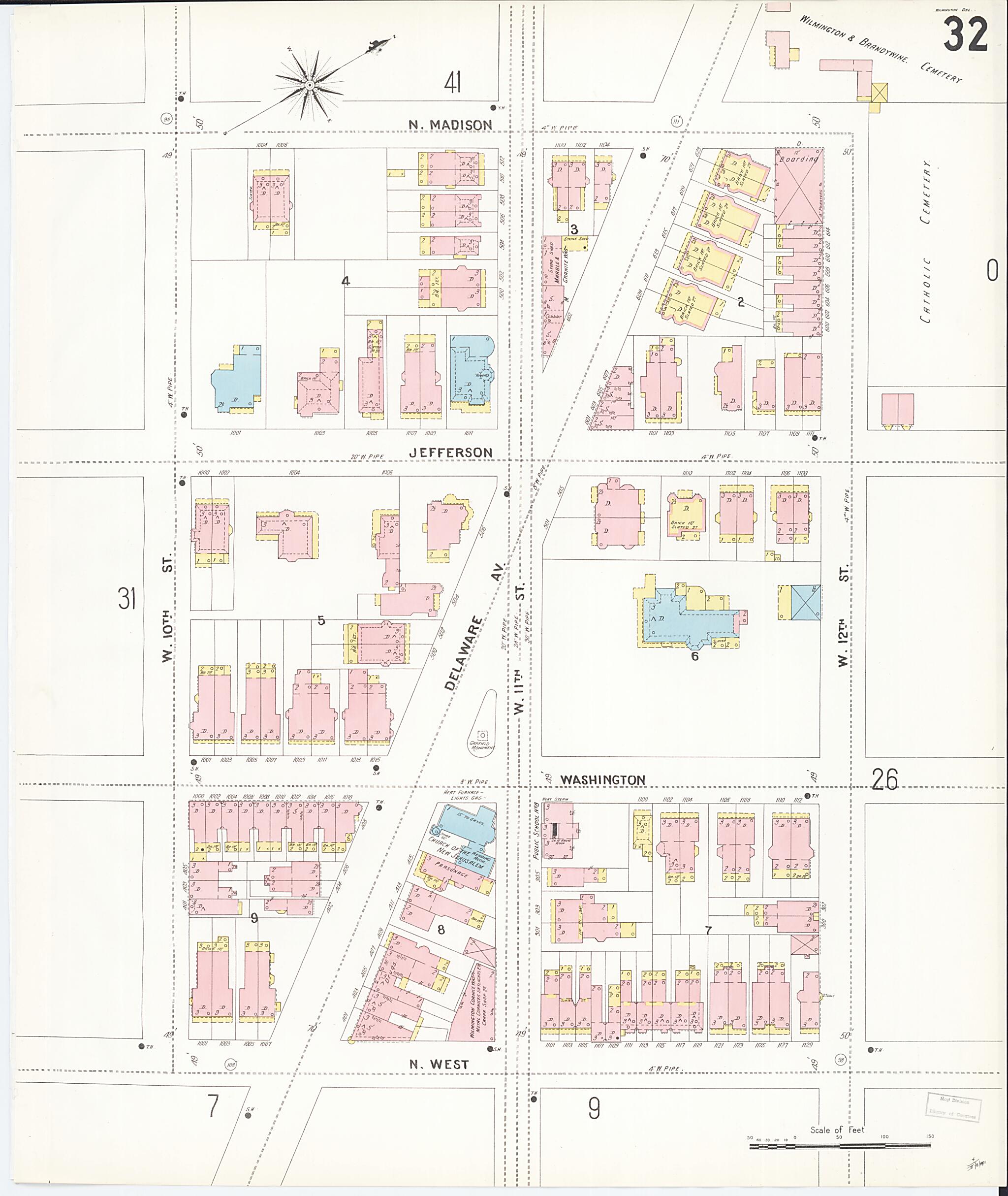 This old map of Wilmington, New Castle County, Delaware was created by Sanborn Map Company in 1901