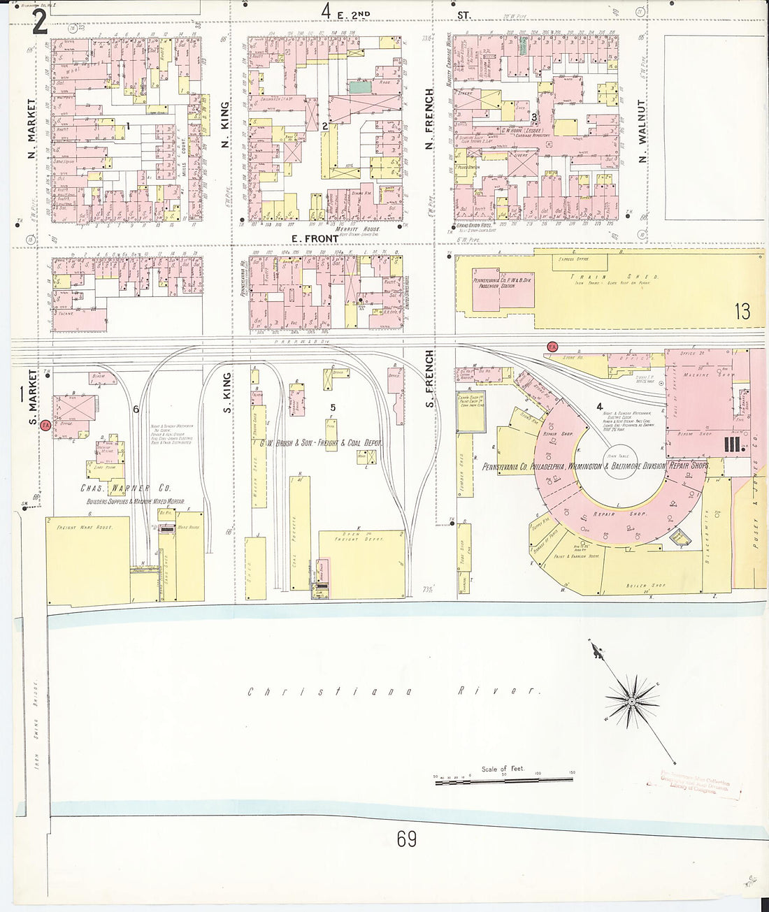This old map of Wilmington, New Castle County, Delaware was created by Sanborn Map Company in 1901
