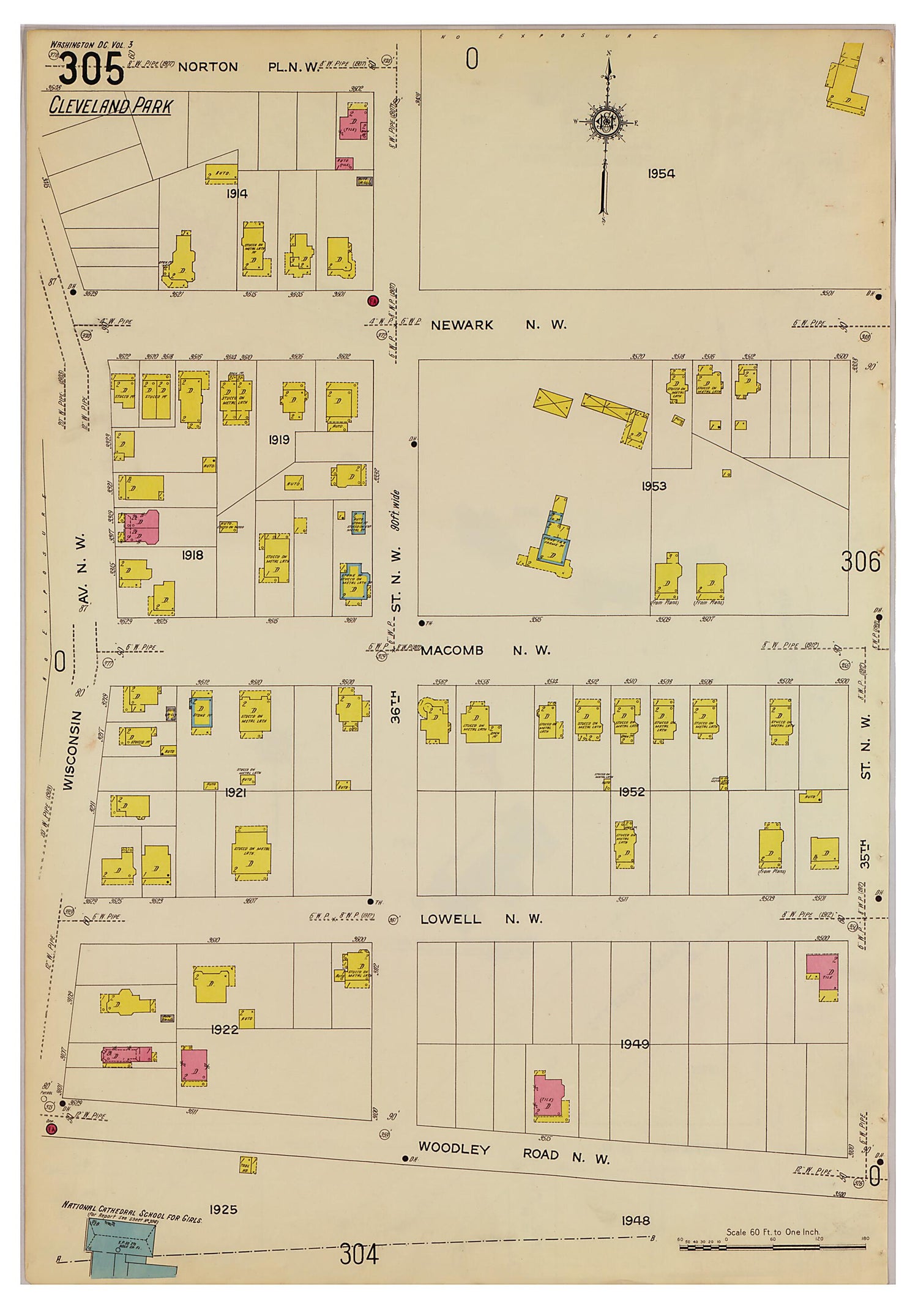 This old map of Takoma Park, Washington D.C. was created by Sanborn Map Company in 1916