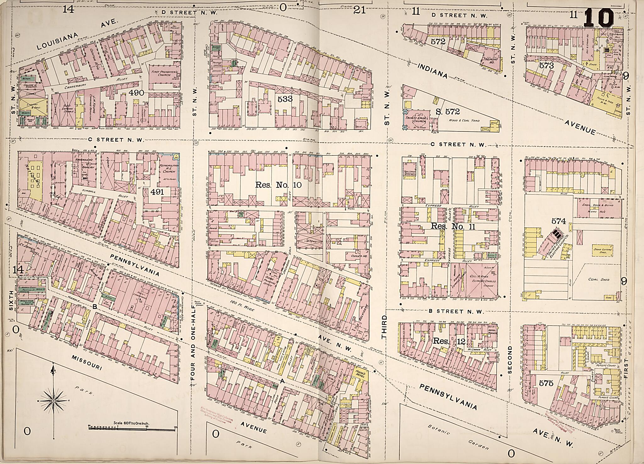 This old map of Washington D.C. was created by Sanborn Map Company in 1888