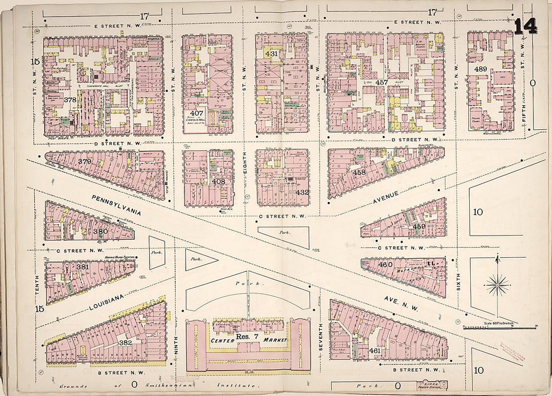 This old map of Washington D.C. was created by Sanborn Map Company in 1888