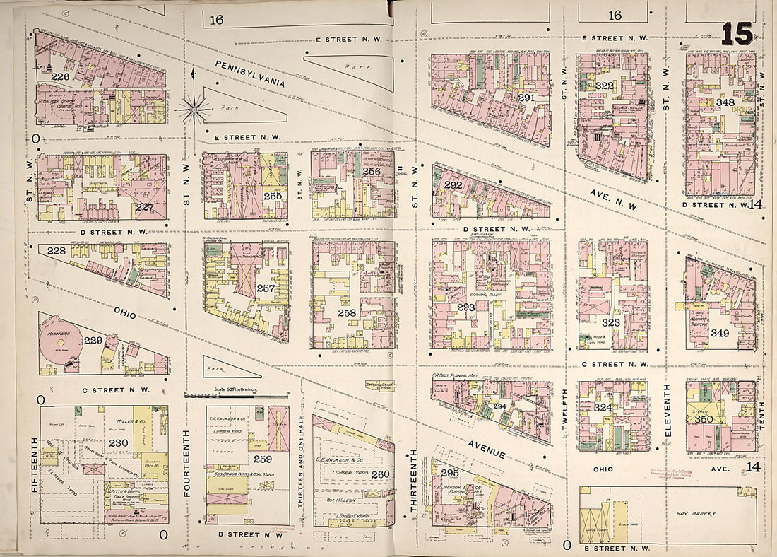 This old map of Washington D.C. was created by Sanborn Map Company in 1888