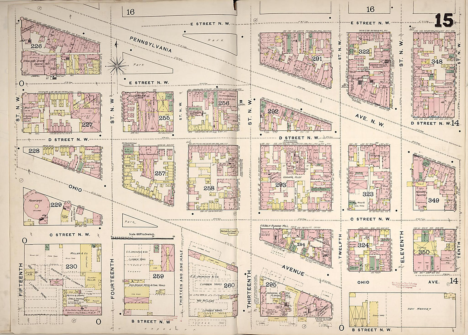 This old map of Washington D.C. was created by Sanborn Map Company in 1888