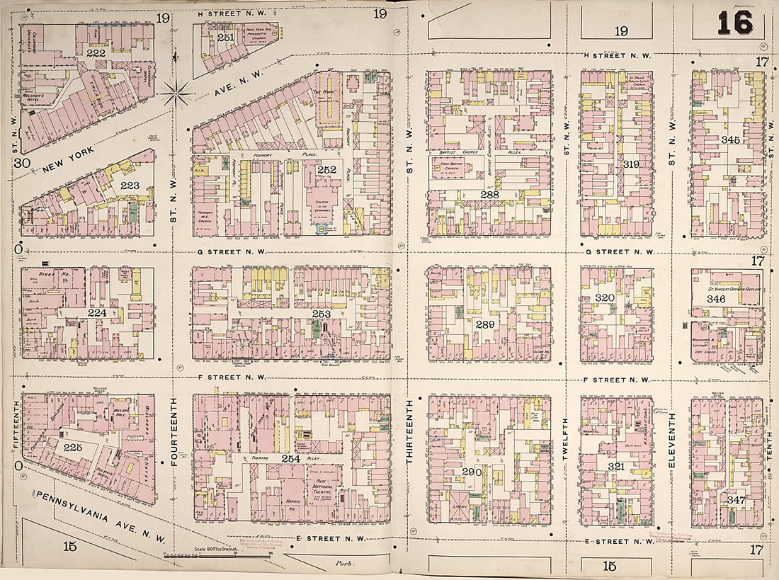 This old map of Washington D.C. was created by Sanborn Map Company in 1888