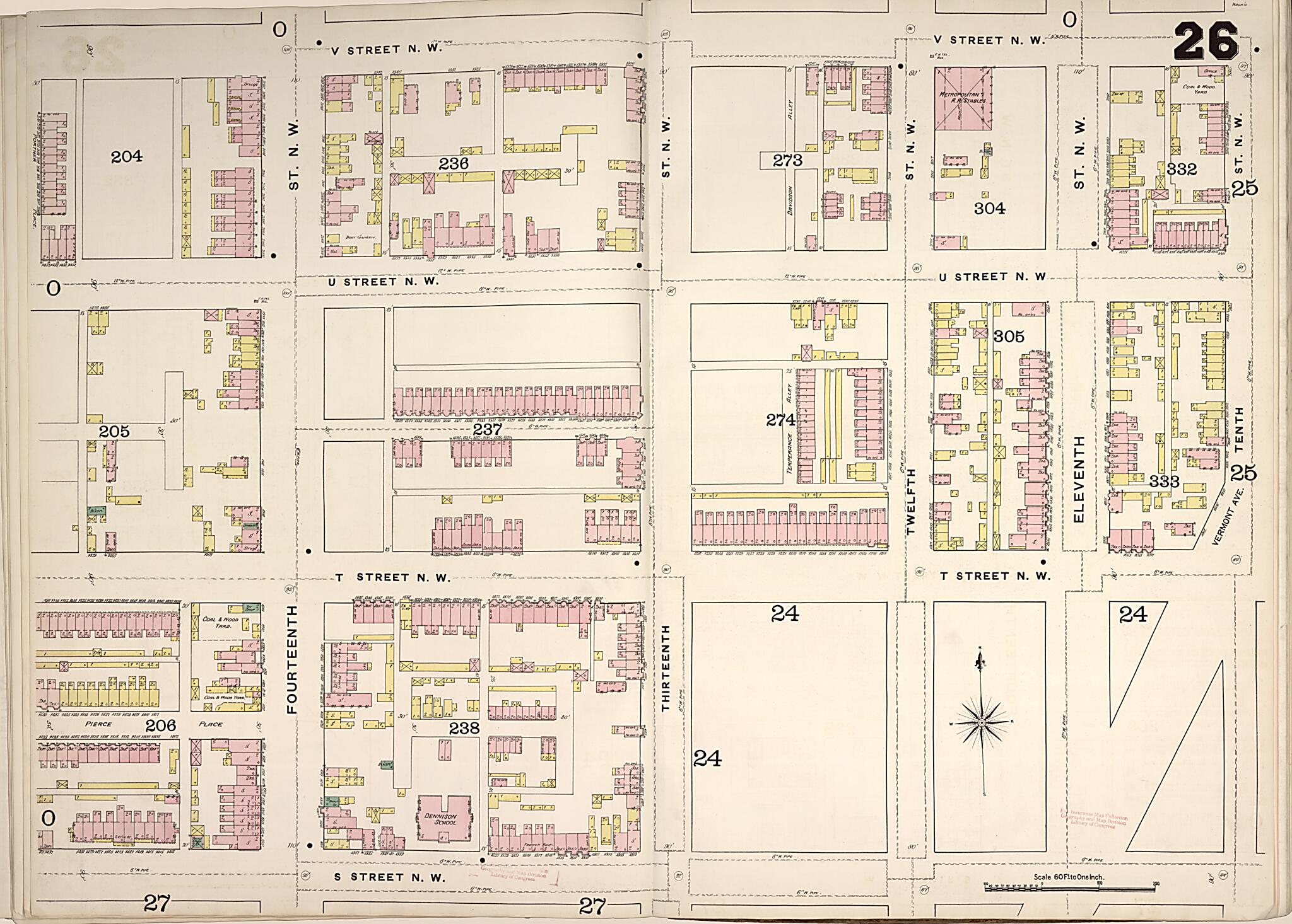 This old map of Washington D.C. was created by Sanborn Map Company in 1888