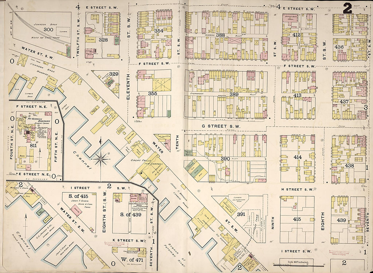 This old map of Washington D.C. was created by Sanborn Map Company in 1888