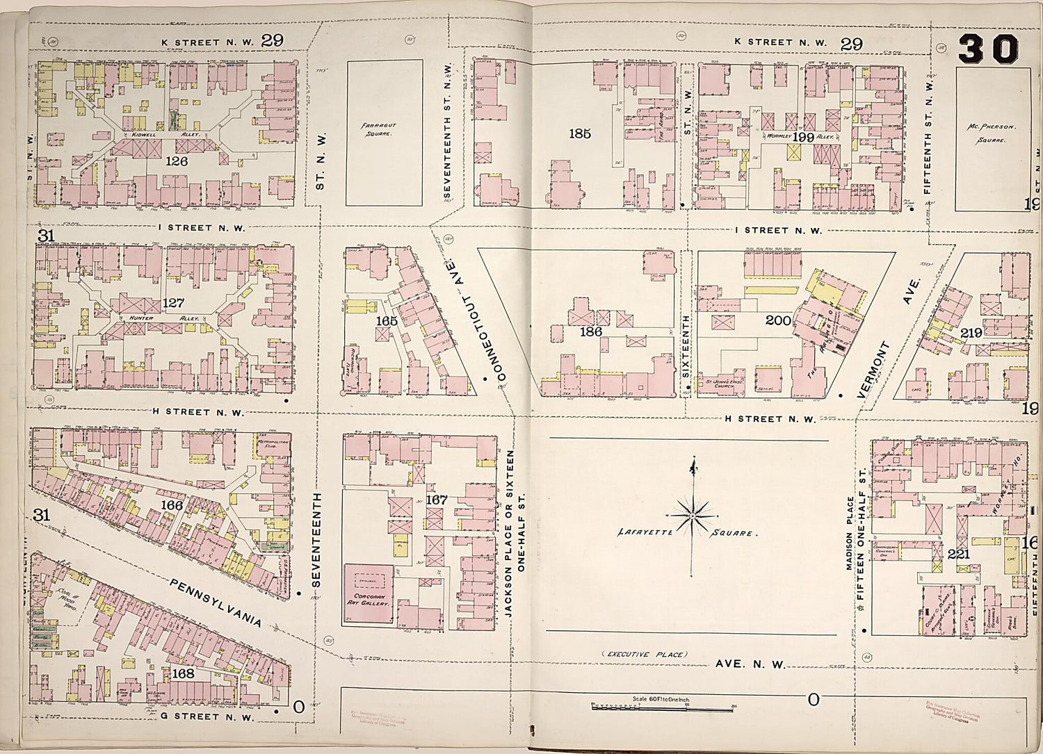 This old map of Washington D.C. was created by Sanborn Map Company in 1888