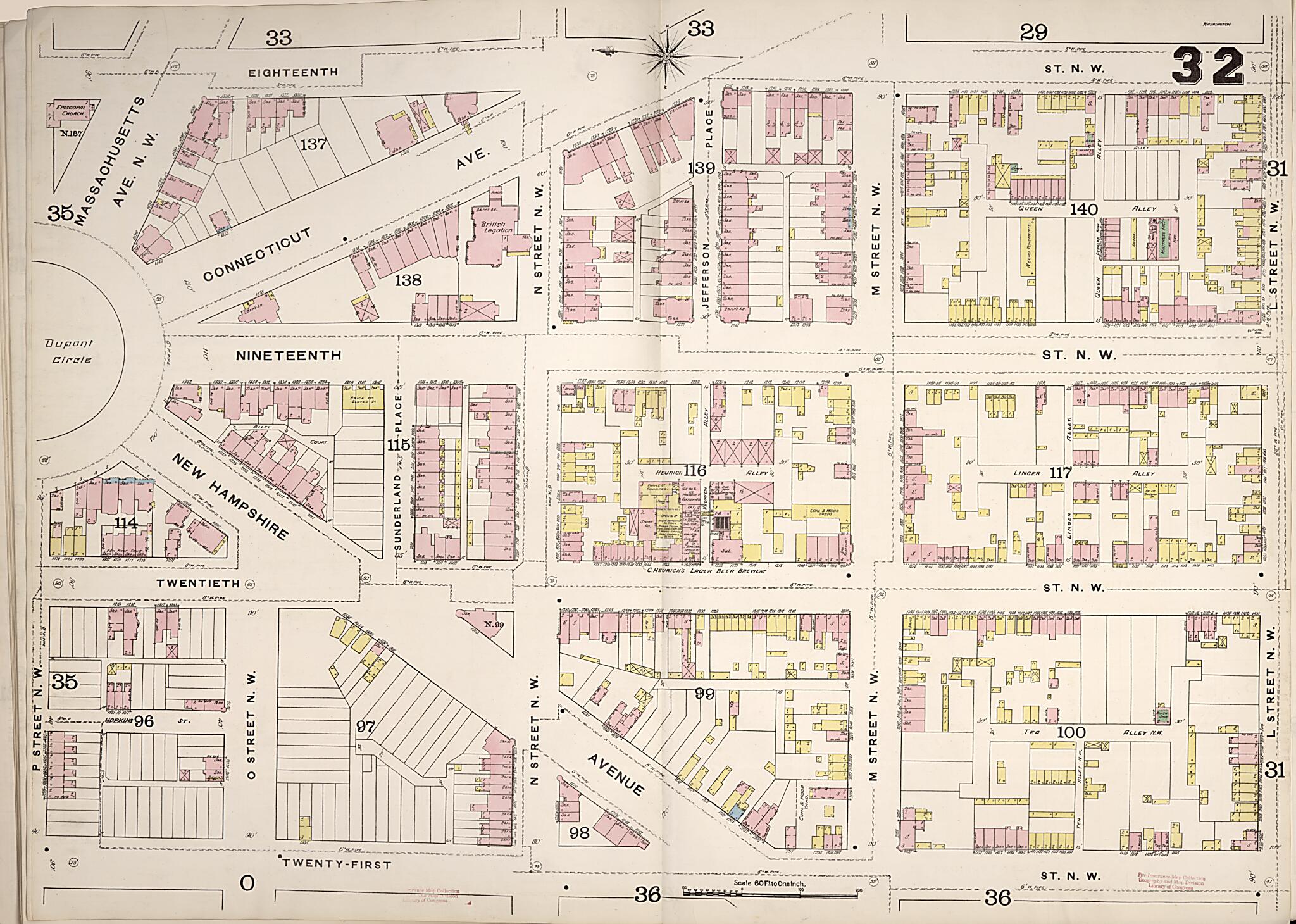 This old map of Washington D.C. was created by Sanborn Map Company in 1888