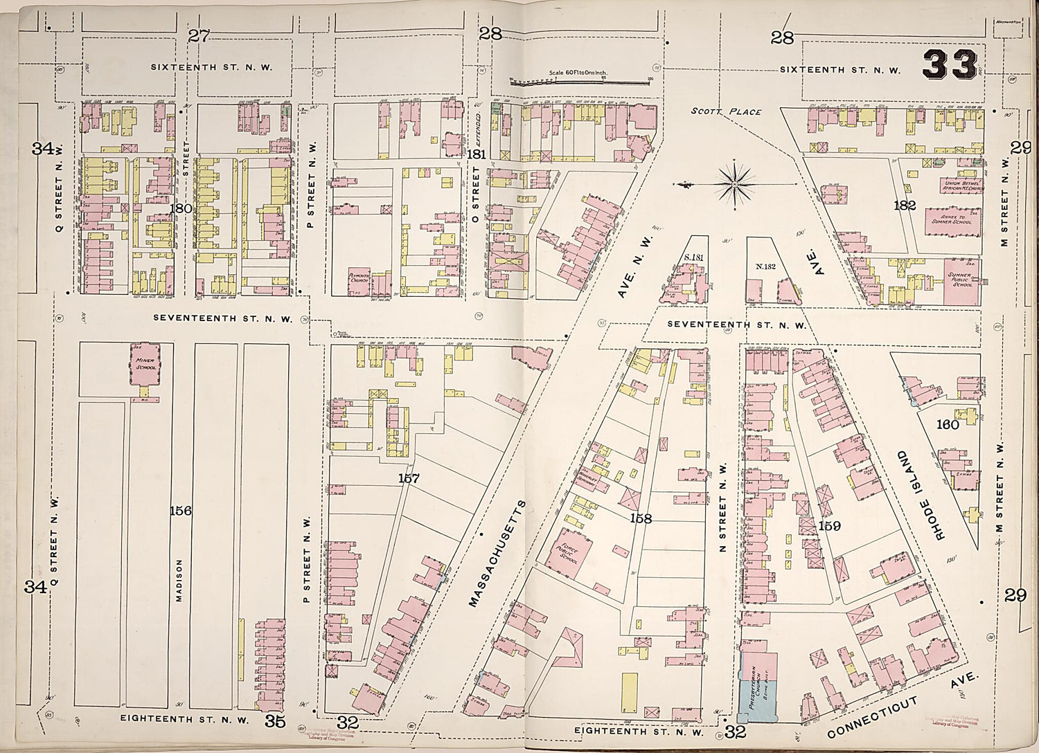 This old map of Washington D.C. was created by Sanborn Map Company in 1888