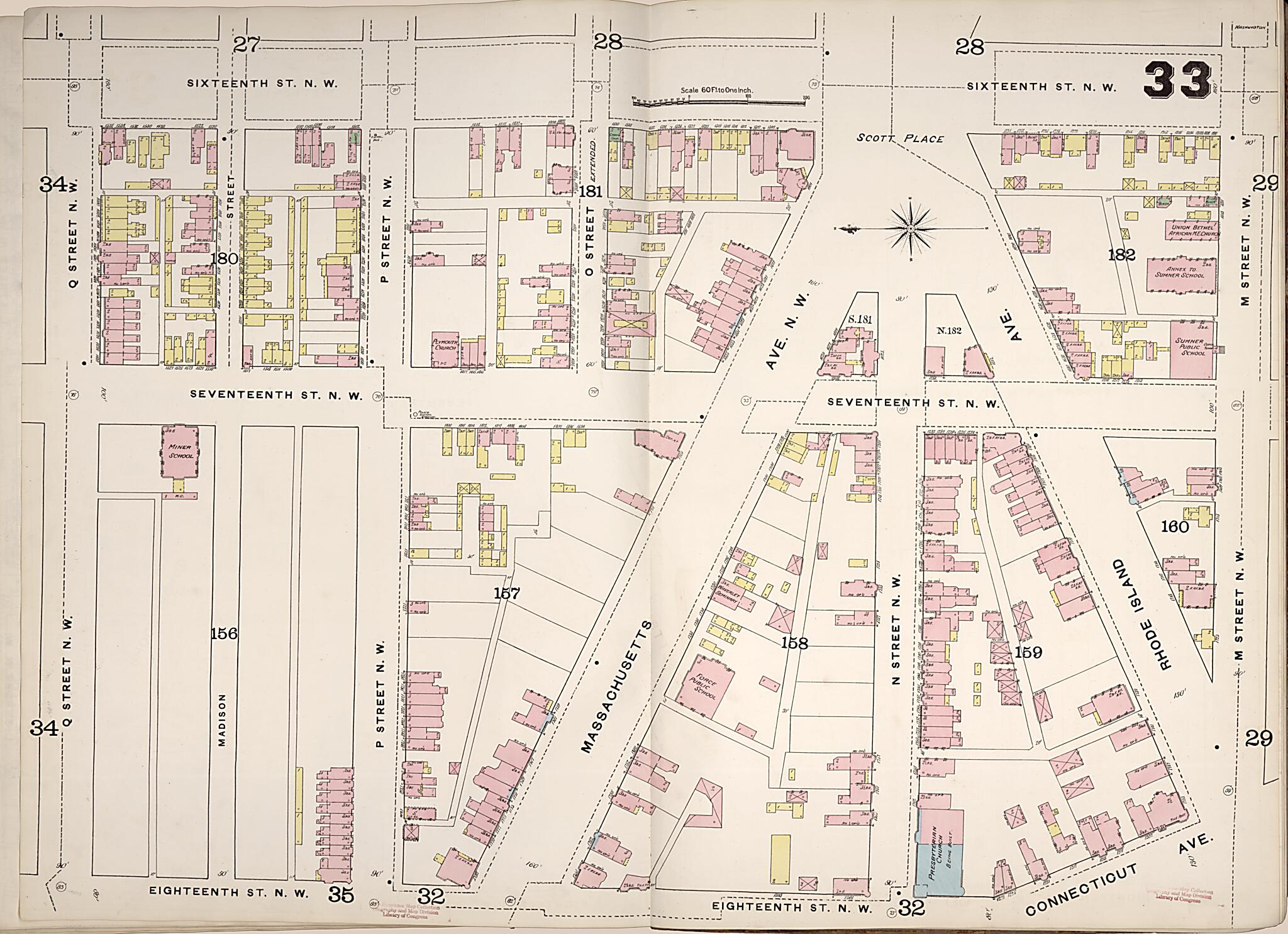 This old map of Washington D.C. was created by Sanborn Map Company in 1888