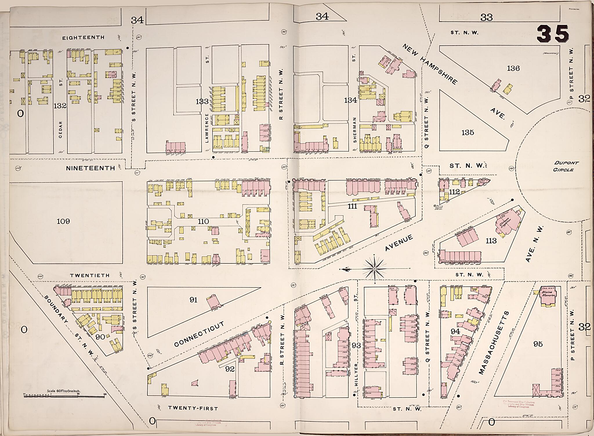 This old map of Washington D.C. was created by Sanborn Map Company in 1888