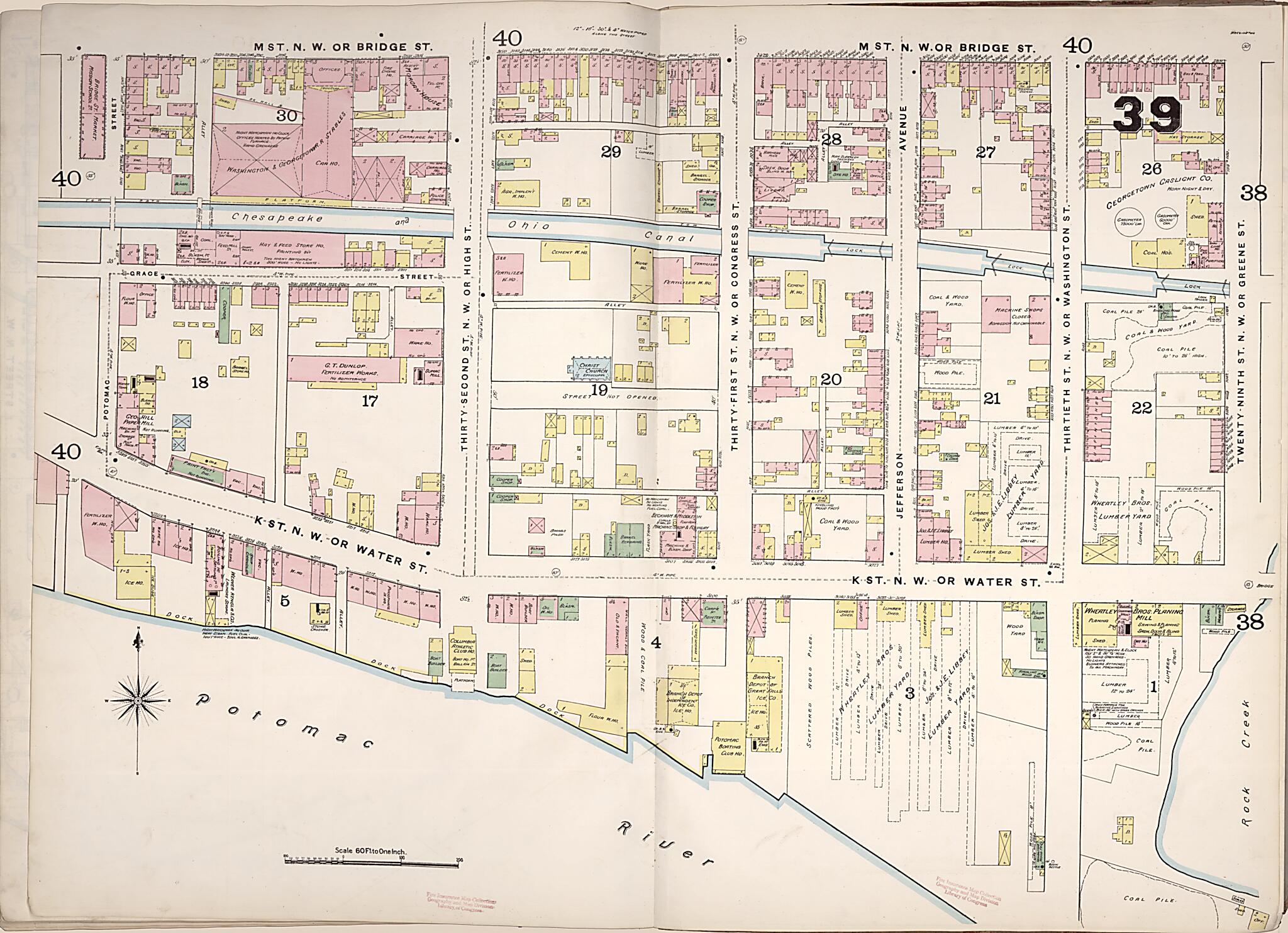 This old map of Washington D.C. was created by Sanborn Map Company in 1888