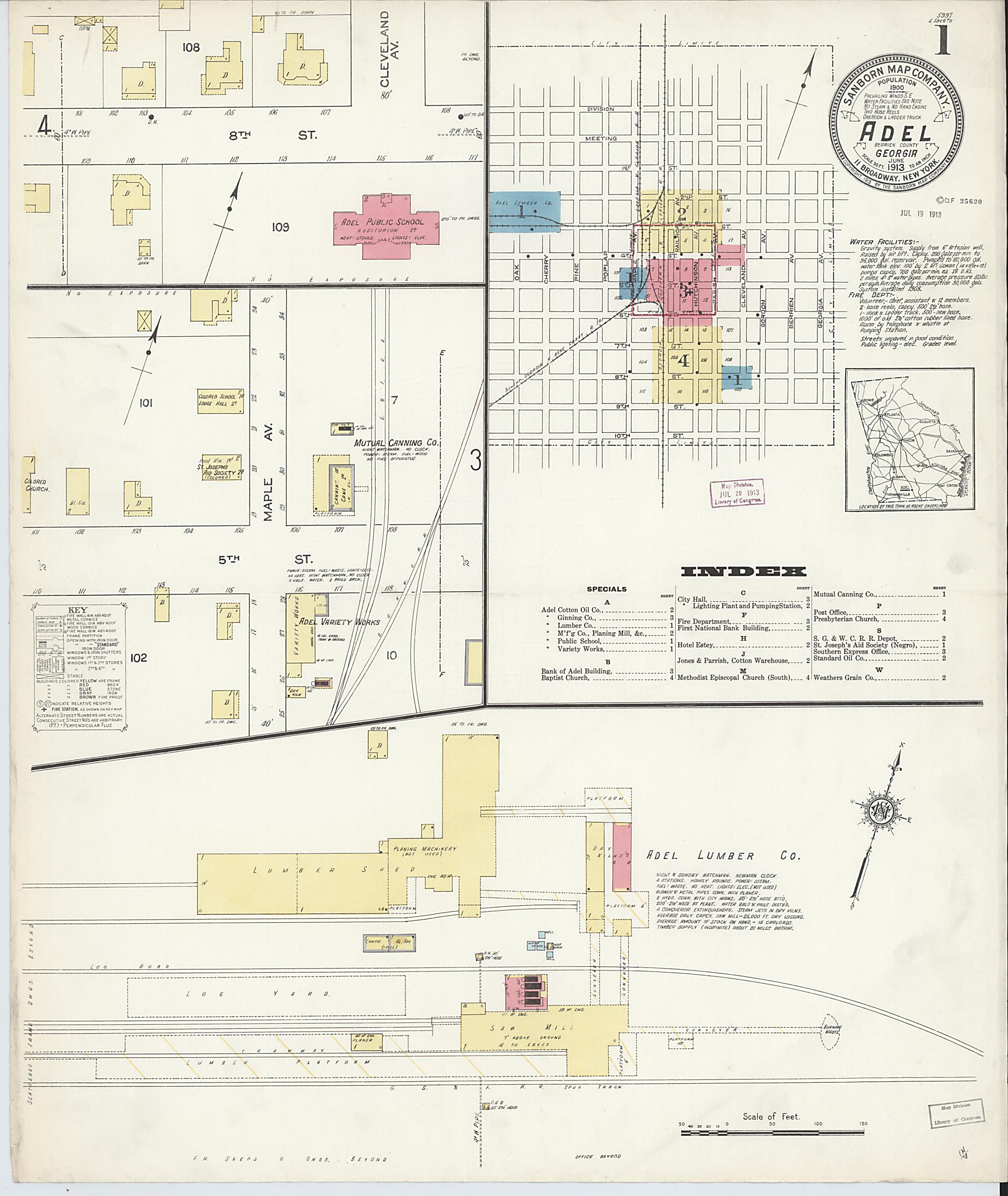 Old Map of Adel, Cook County, Georgia [1913] Adel, Cook County, Georgia ...