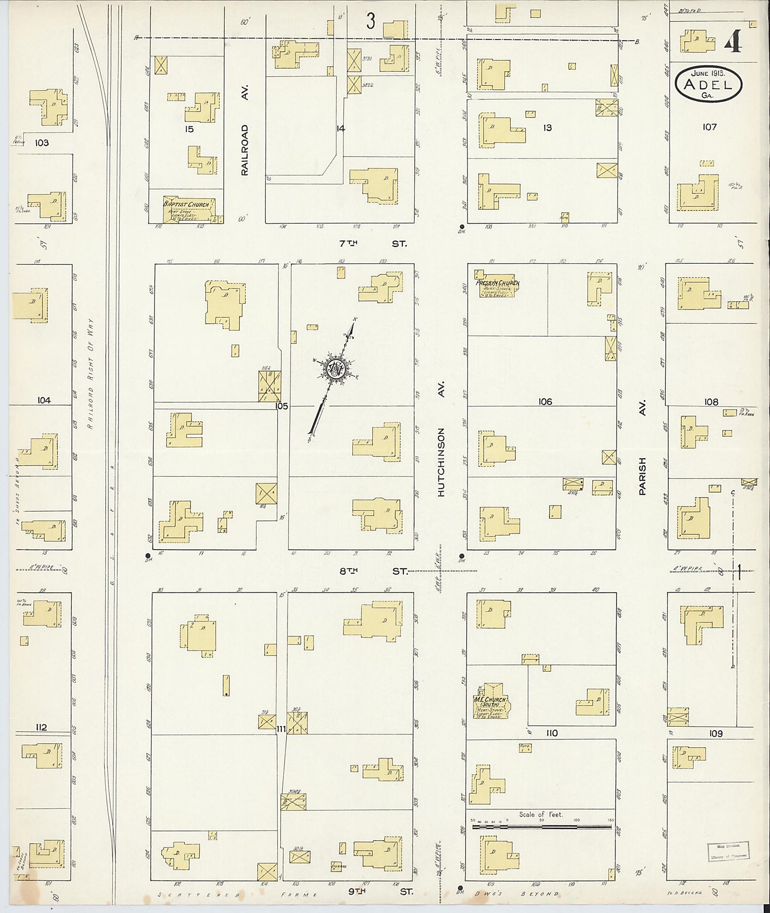 This old map of Adel, Cook County, Georgia was created by Sanborn Map Company in 1913