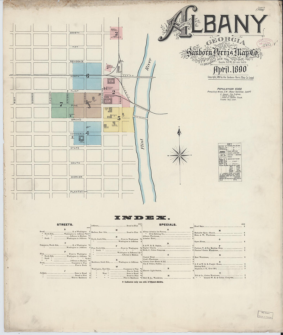 Albany, Dougherty County, Georgia 1890 (Sheet 1 of 7) by Relic Map Company