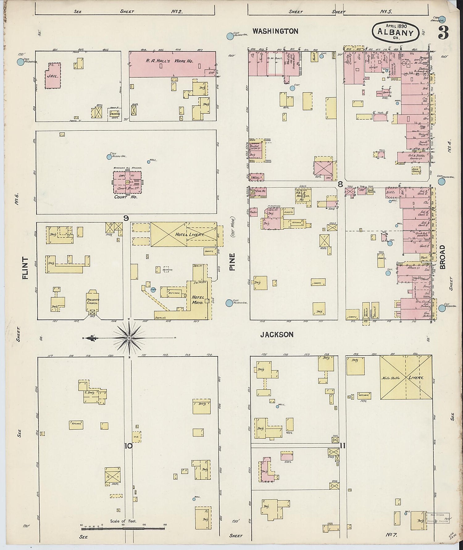 This old map of Albany, Dougherty County, Georgia was created by Sanborn Map Company in 1890