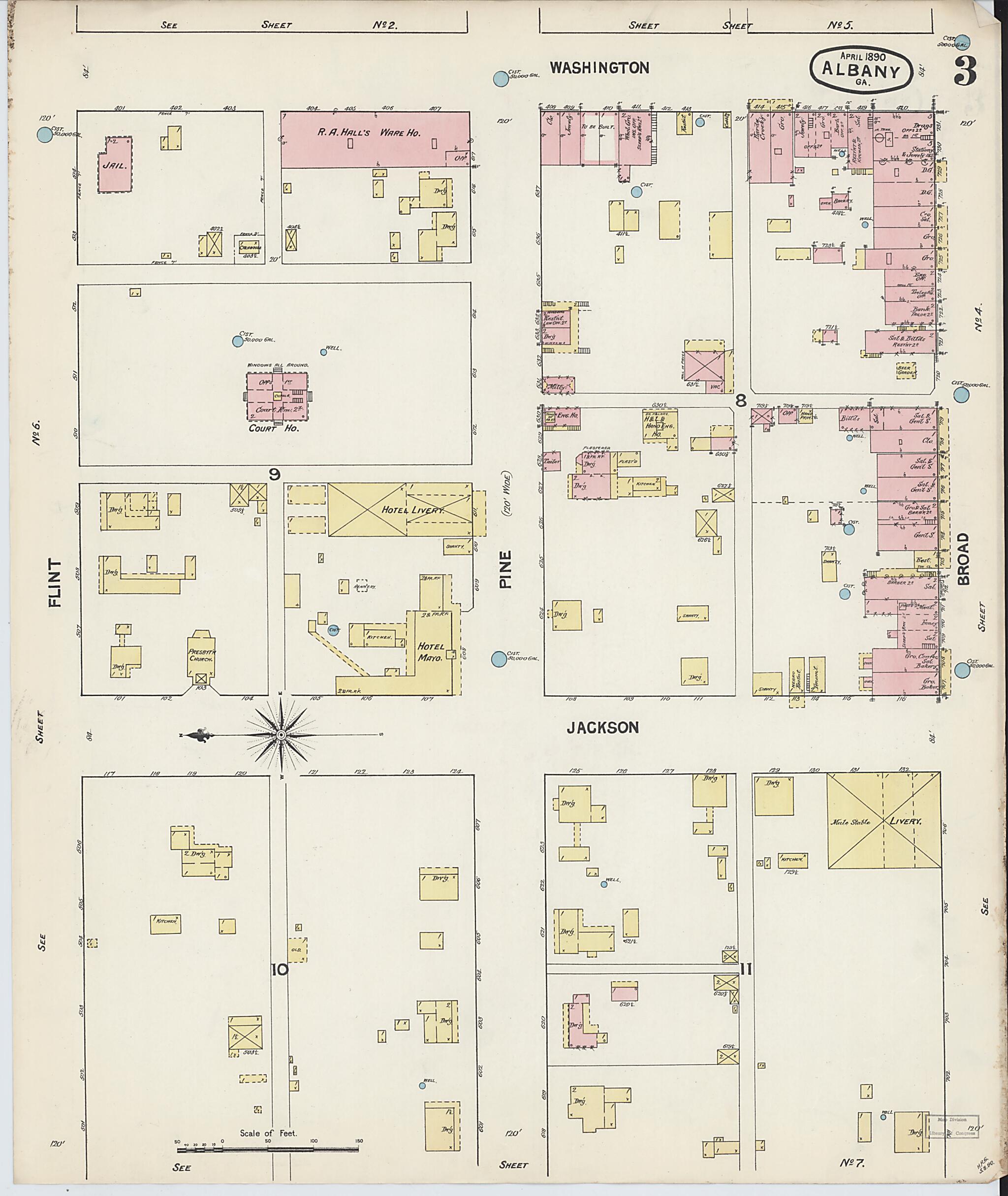 This old map of Albany, Dougherty County, Georgia was created by Sanborn Map Company in 1890