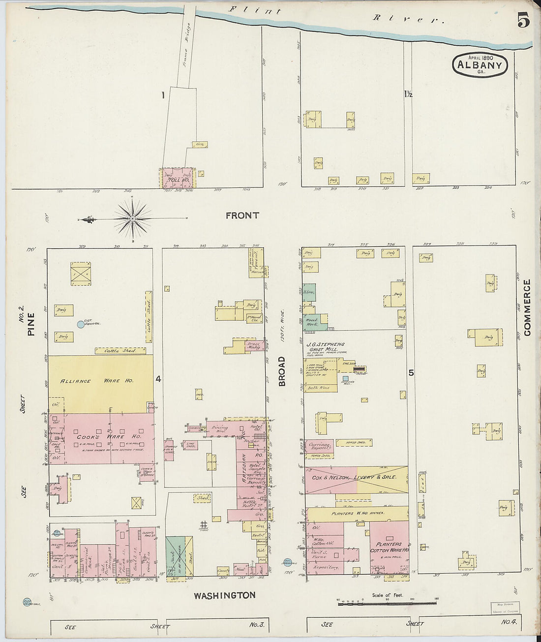 This old map of Albany, Dougherty County, Georgia was created by Sanborn Map Company in 1890