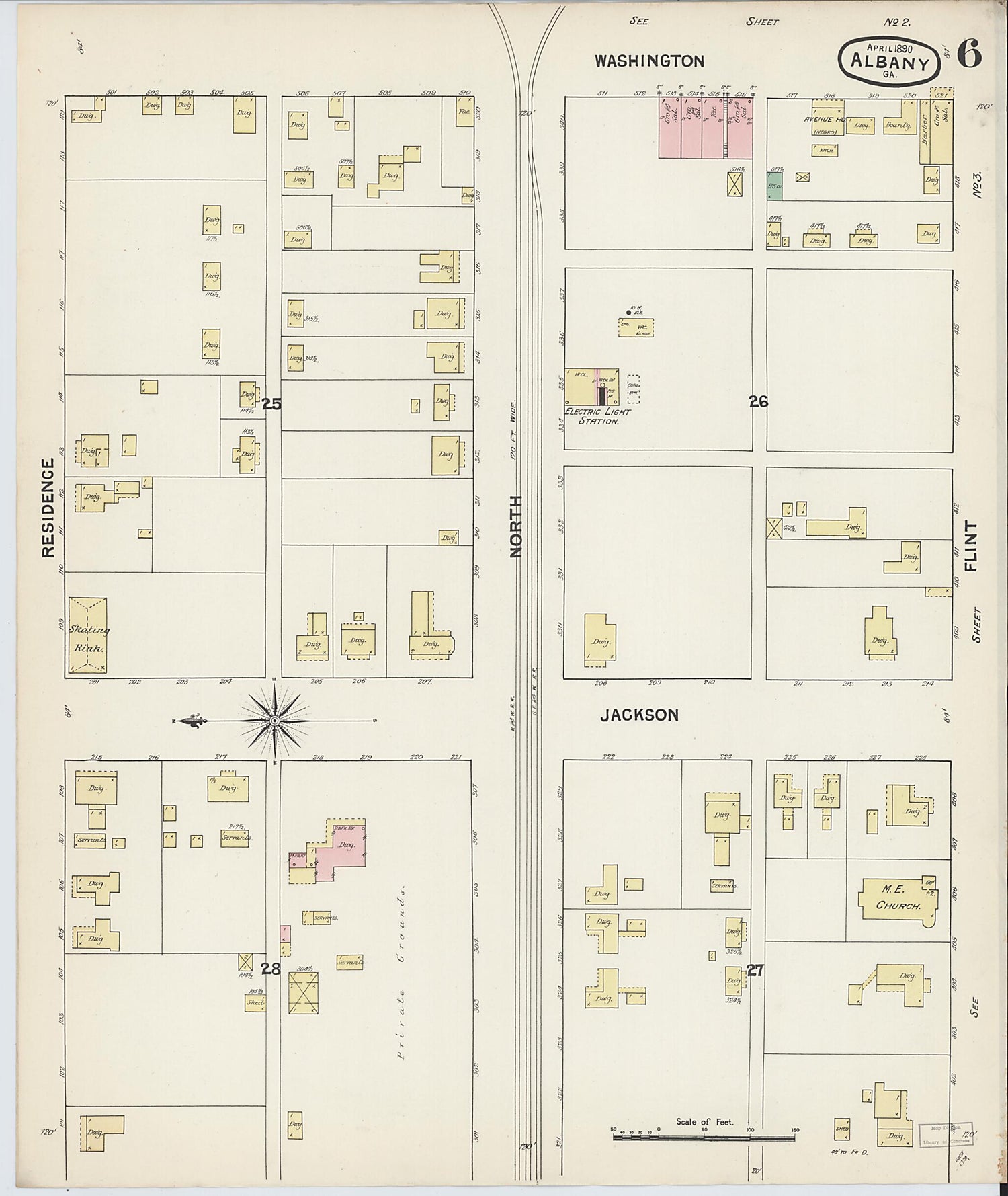 This old map of Albany, Dougherty County, Georgia was created by Sanborn Map Company in 1890