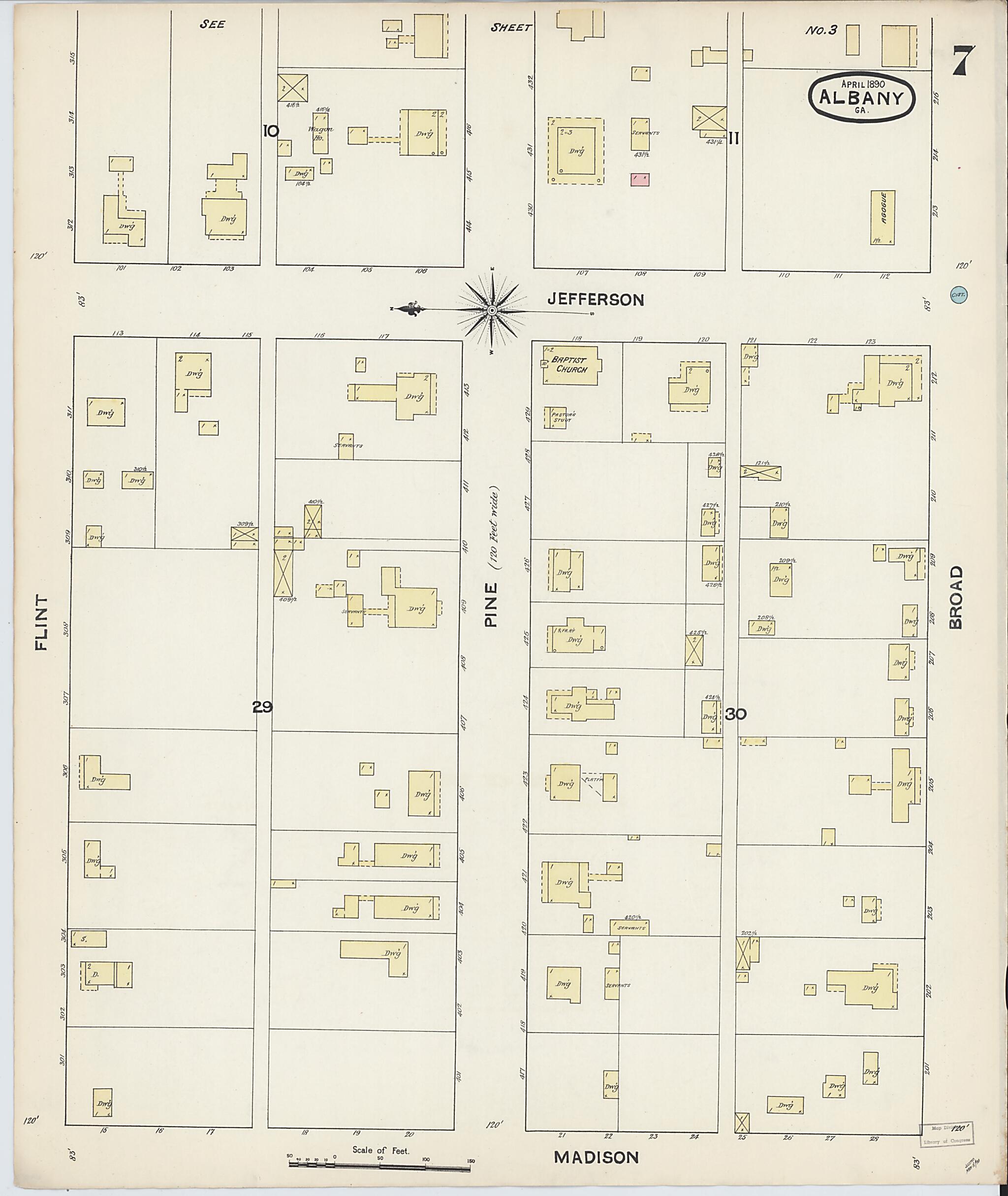 This old map of Albany, Dougherty County, Georgia was created by Sanborn Map Company in 1890