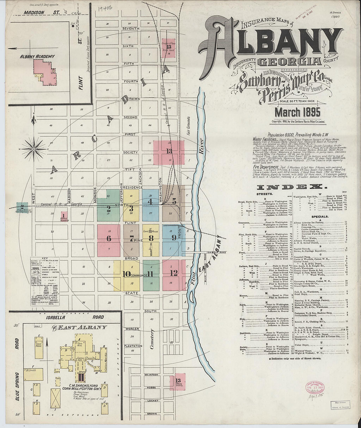 Albany, Dougherty County, Georgia 1895 (Sheet 1 of 13) by Relic Map Company