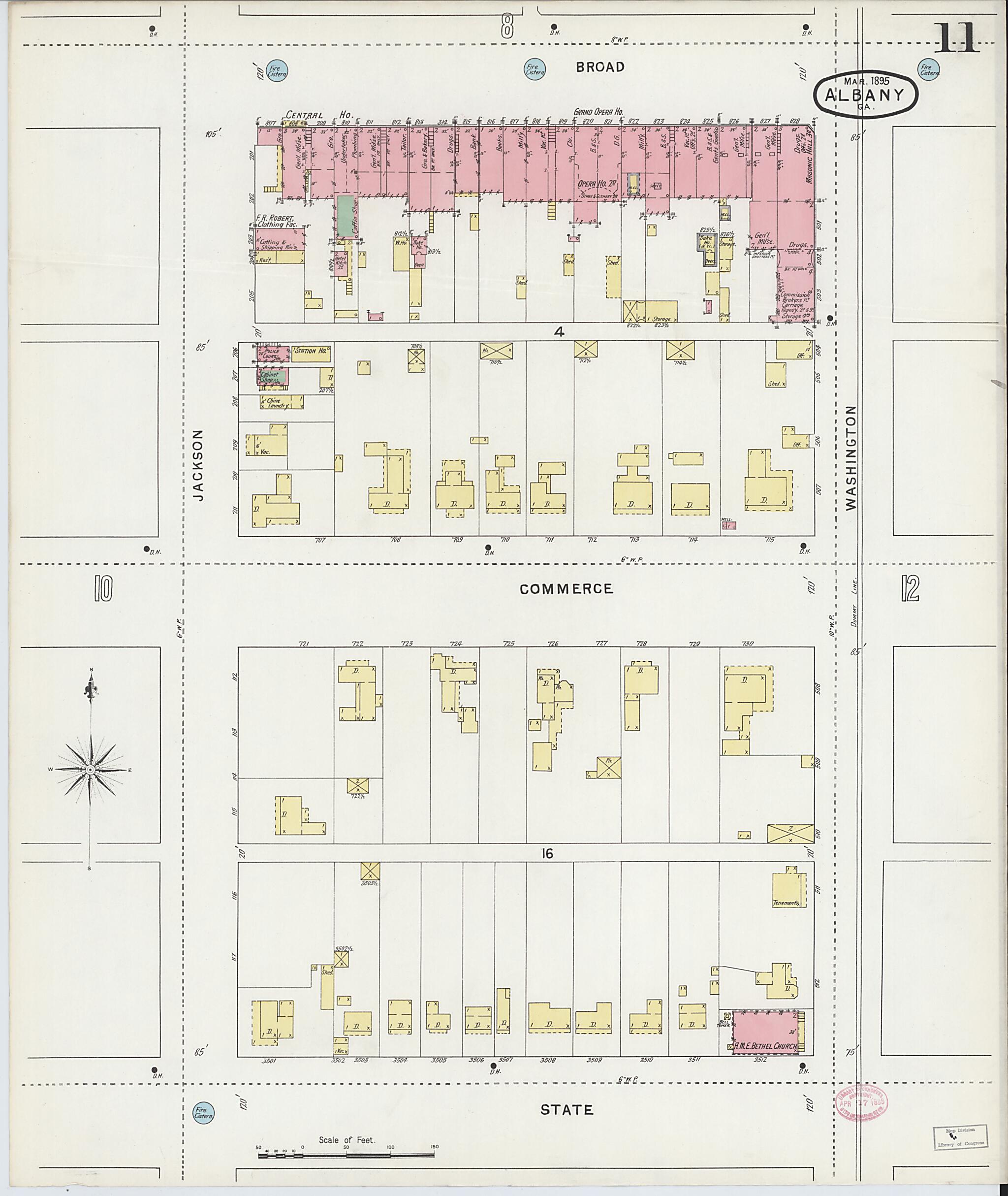 This old map of Albany, Dougherty County, Georgia was created by Sanborn Map Company in 1895