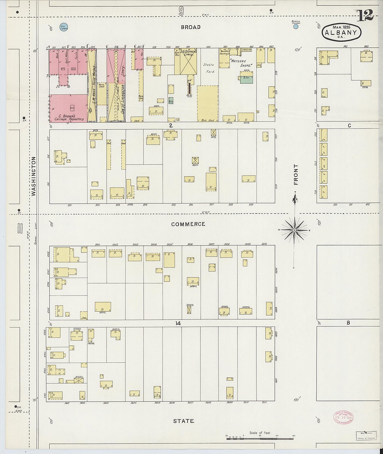 This old map of Albany, Dougherty County, Georgia was created by Sanborn Map Company in 1895