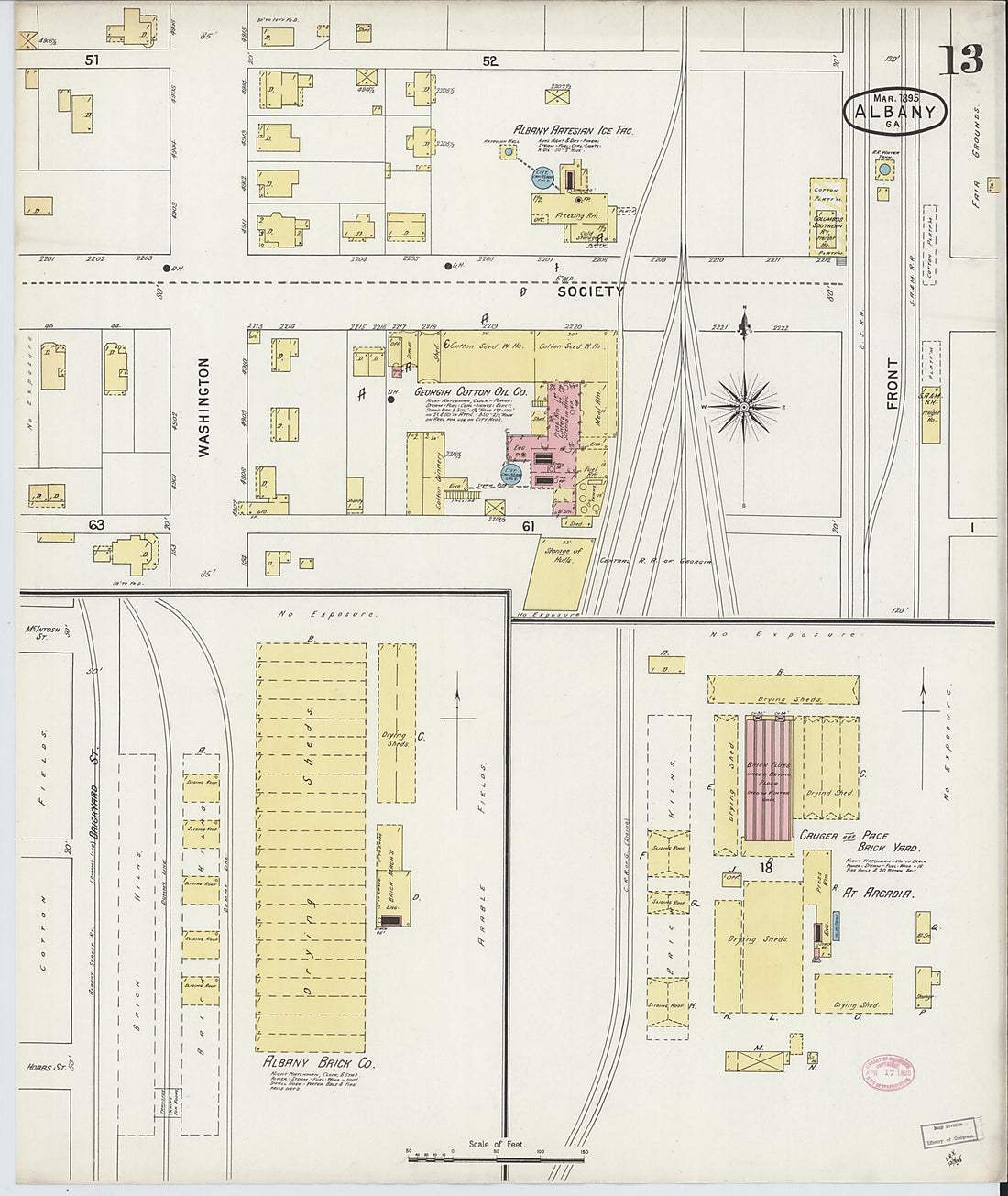 This old map of Albany, Dougherty County, Georgia was created by Sanborn Map Company in 1895