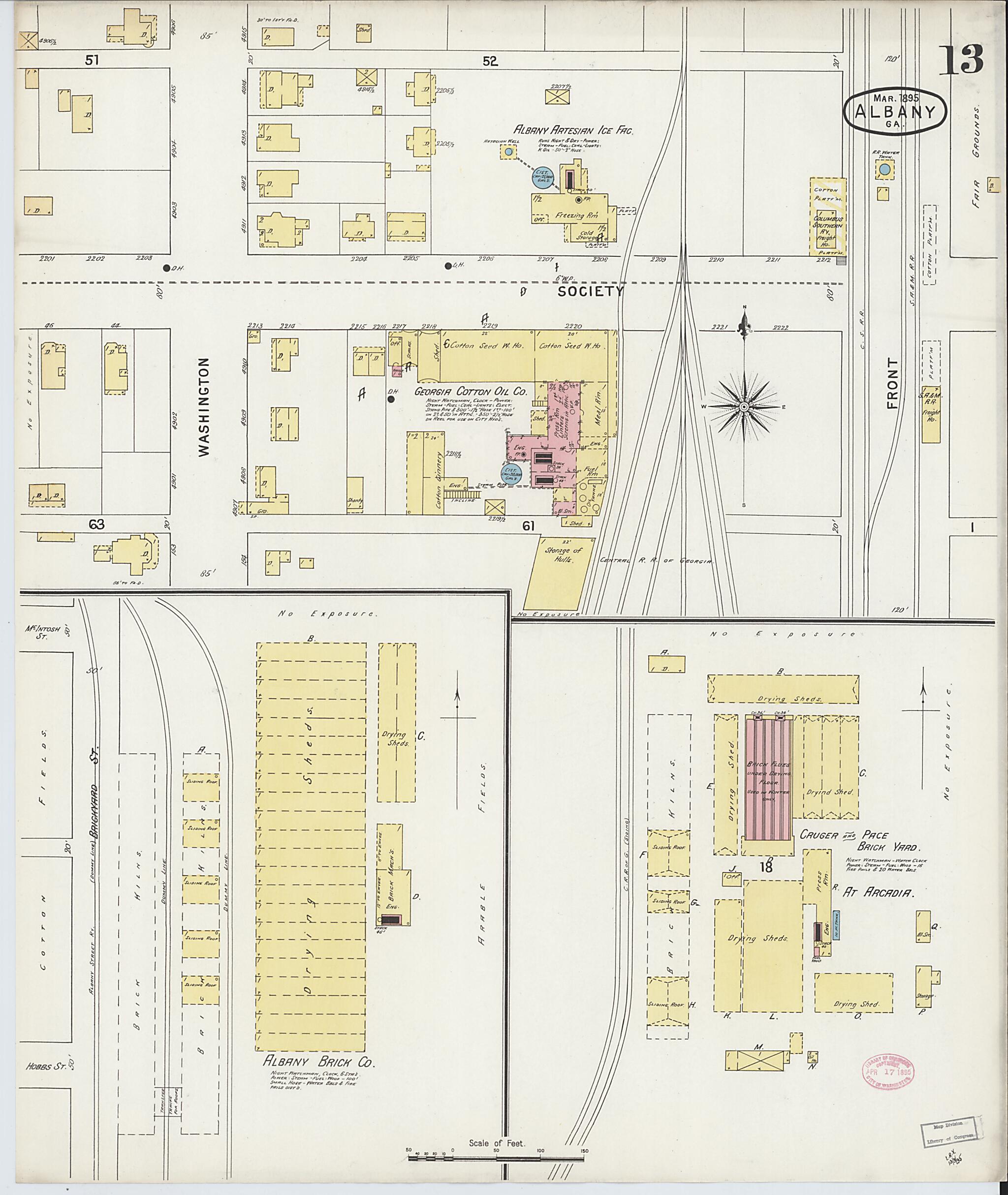 This old map of Albany, Dougherty County, Georgia was created by Sanborn Map Company in 1895