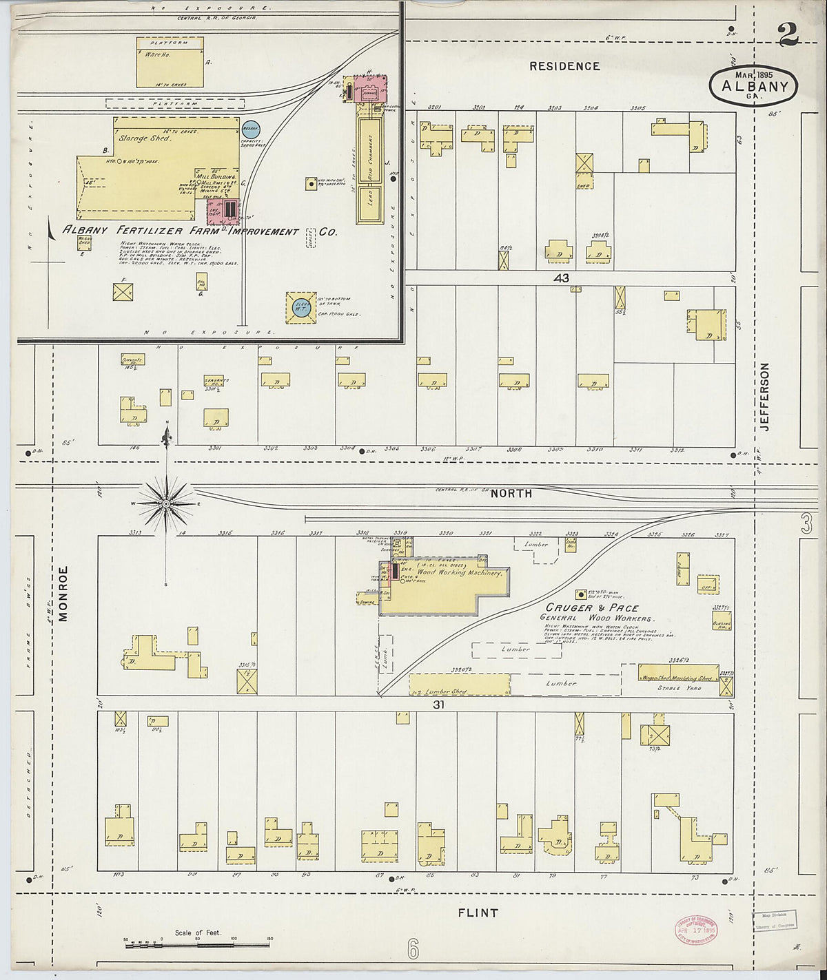 Albany, Dougherty County, Georgia 1895 (Sheet 2 of 13) by Relic Map Company