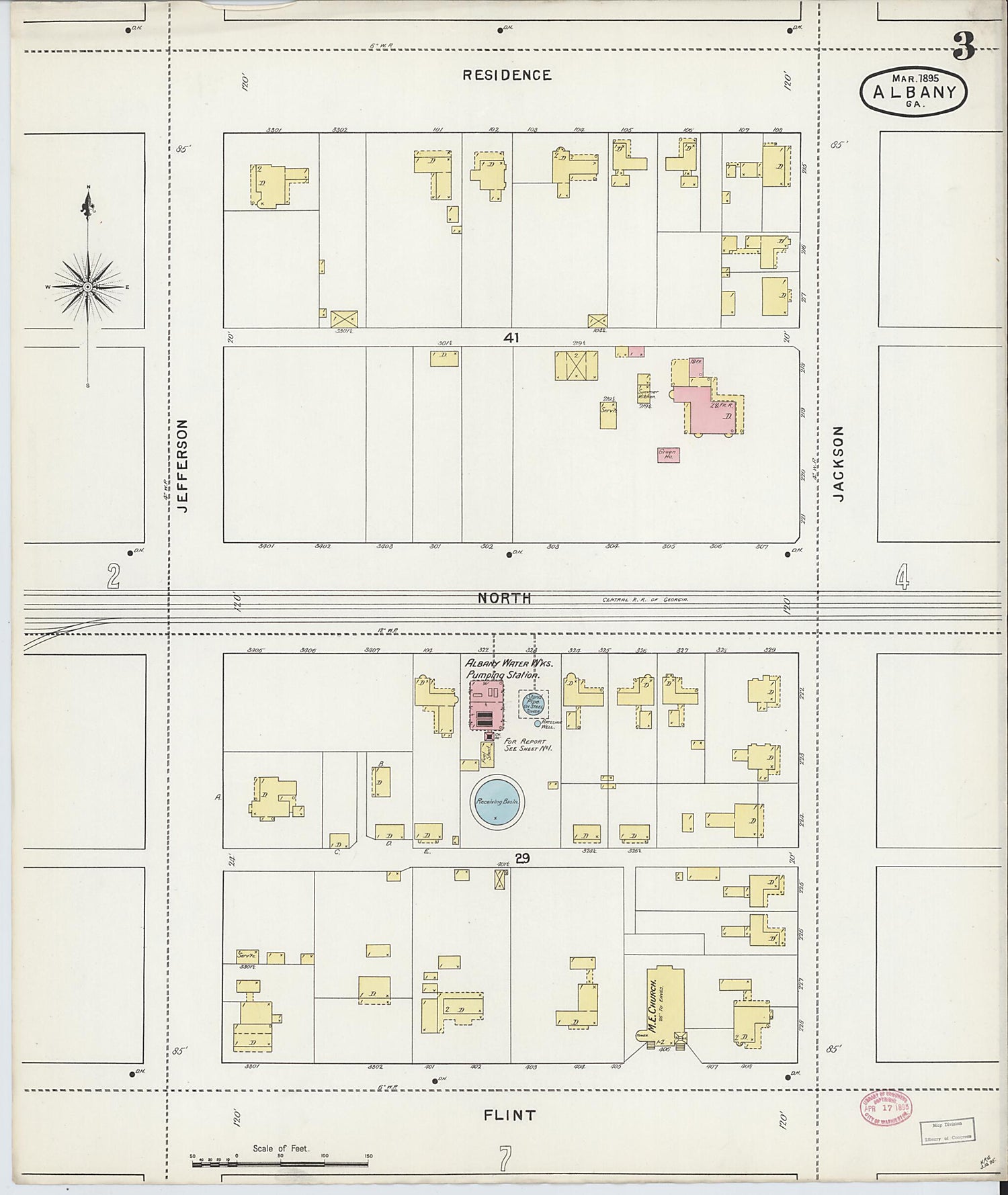 This old map of Albany, Dougherty County, Georgia was created by Sanborn Map Company in 1895