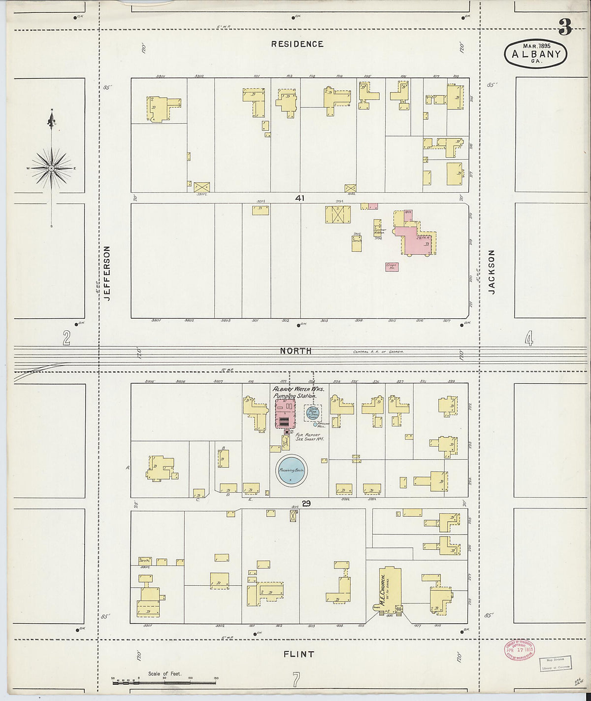 Albany, Dougherty County, Georgia 1895 (Sheet 3 of 13) by Relic Map Company