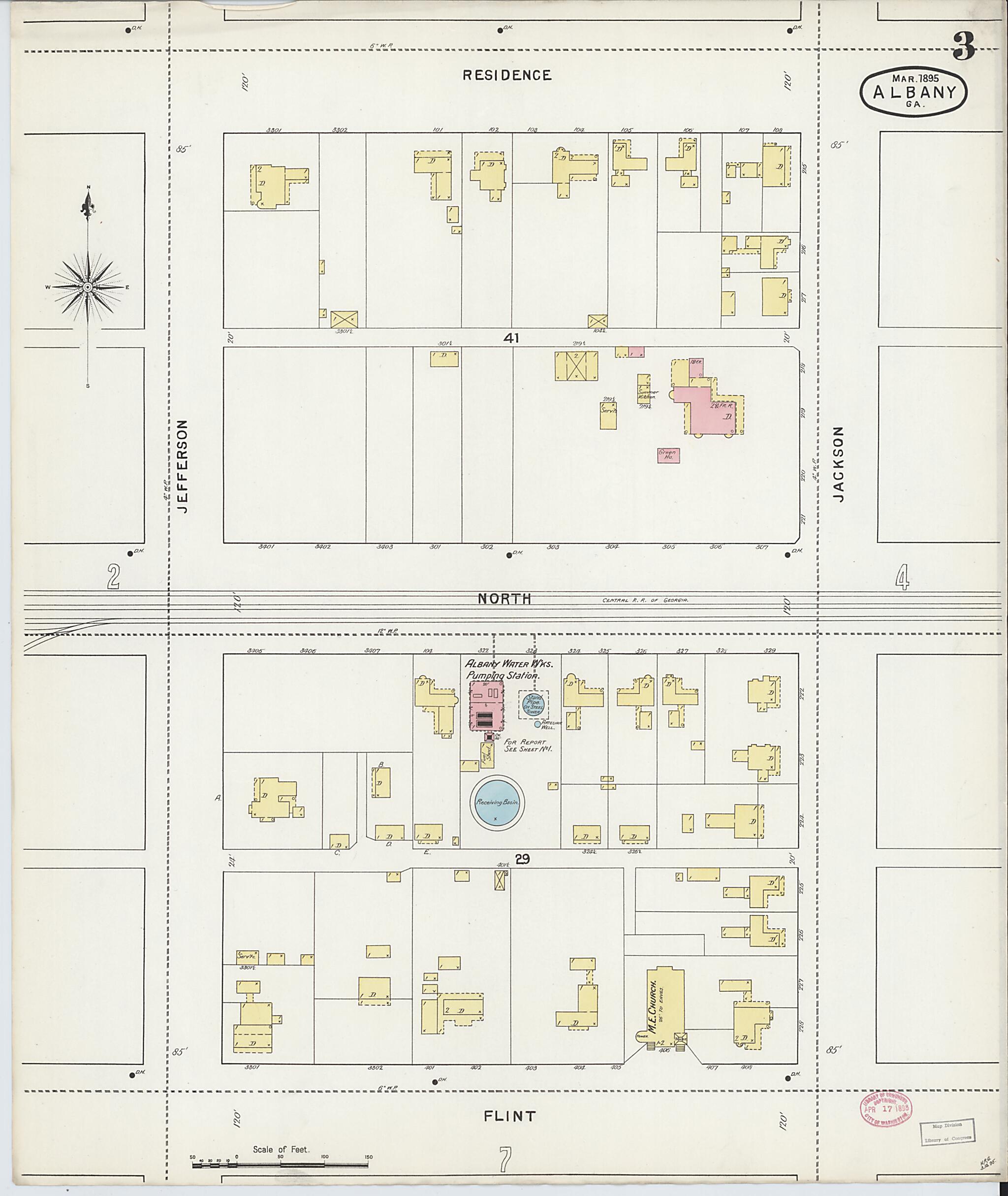 This old map of Albany, Dougherty County, Georgia was created by Sanborn Map Company in 1895