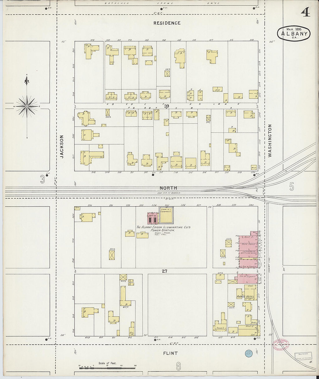 This old map of Albany, Dougherty County, Georgia was created by Sanborn Map Company in 1895