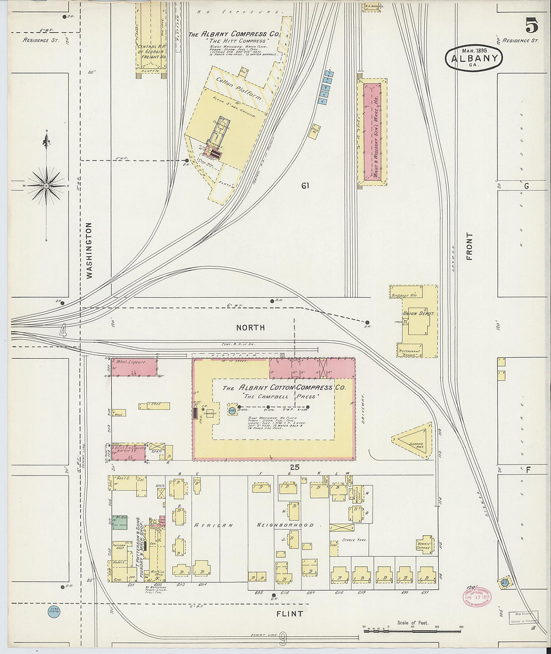 This old map of Albany, Dougherty County, Georgia was created by Sanborn Map Company in 1895