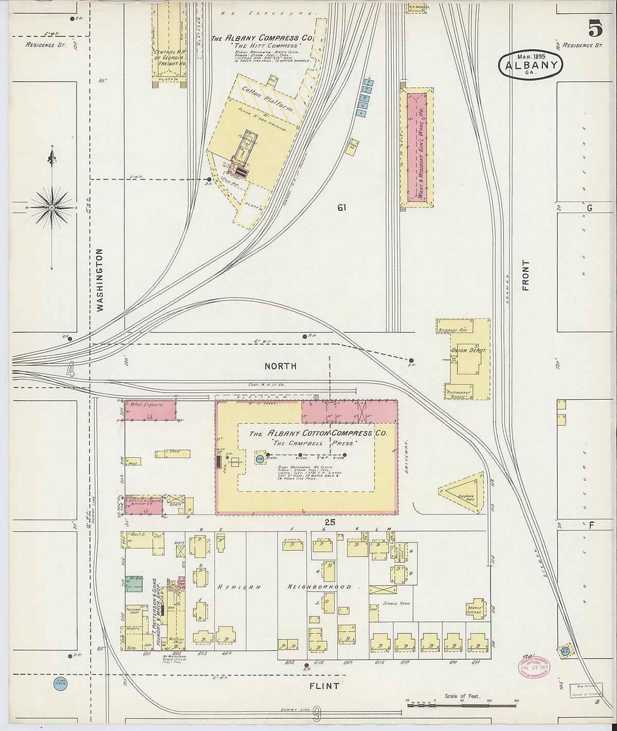 Albany, Dougherty County, Georgia 1895 (Sheet 5 of 13) by Relic Map Company
