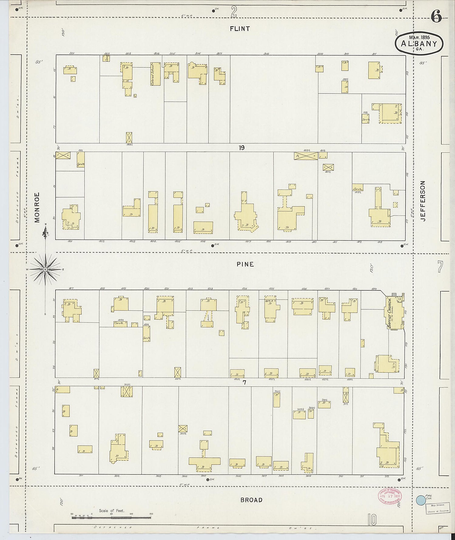 This old map of Albany, Dougherty County, Georgia was created by Sanborn Map Company in 1895