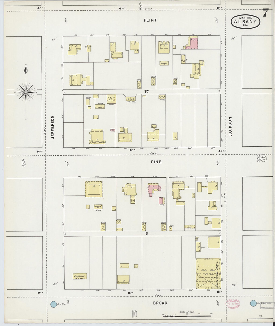 This old map of Albany, Dougherty County, Georgia was created by Sanborn Map Company in 1895