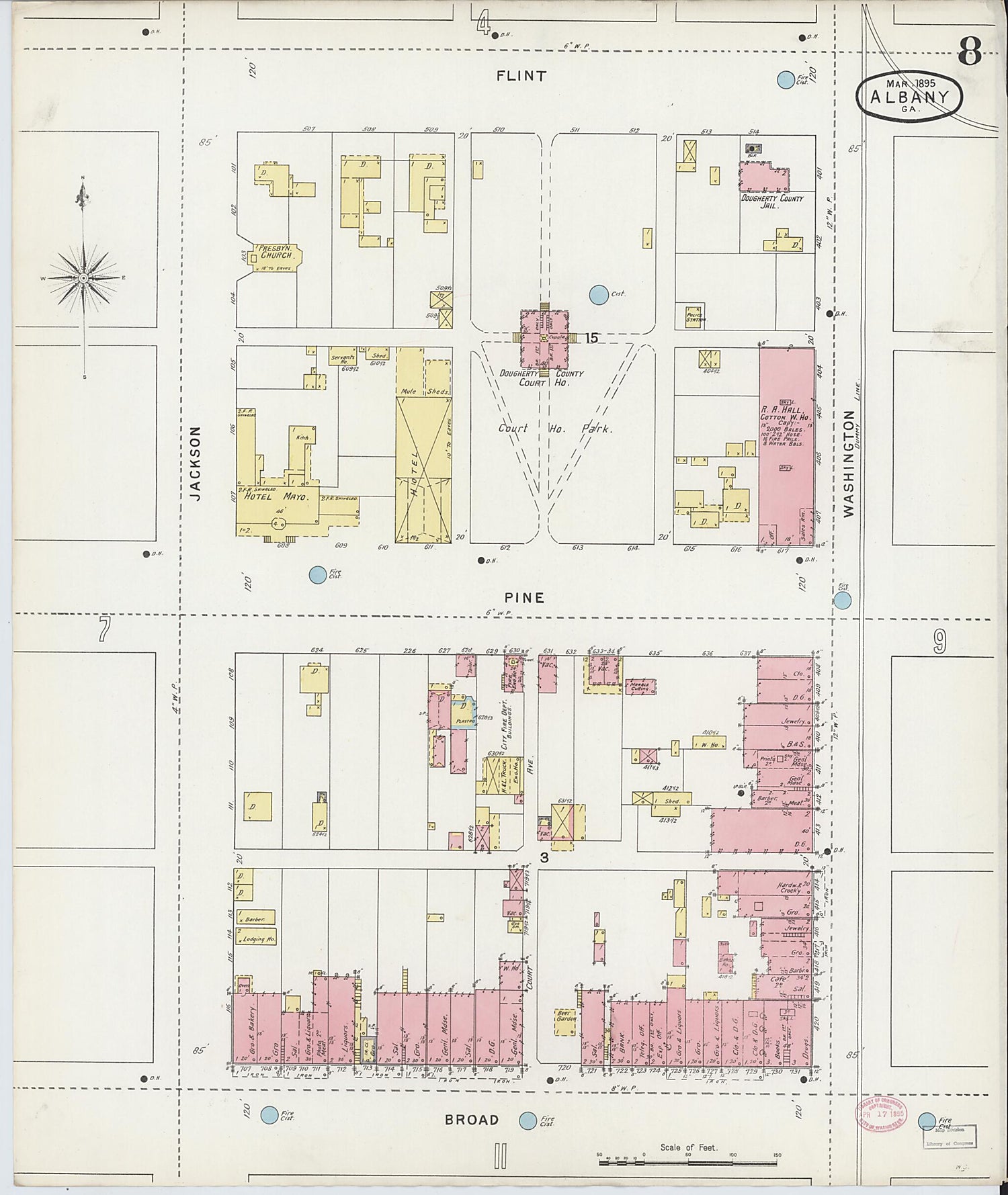 This old map of Albany, Dougherty County, Georgia was created by Sanborn Map Company in 1895